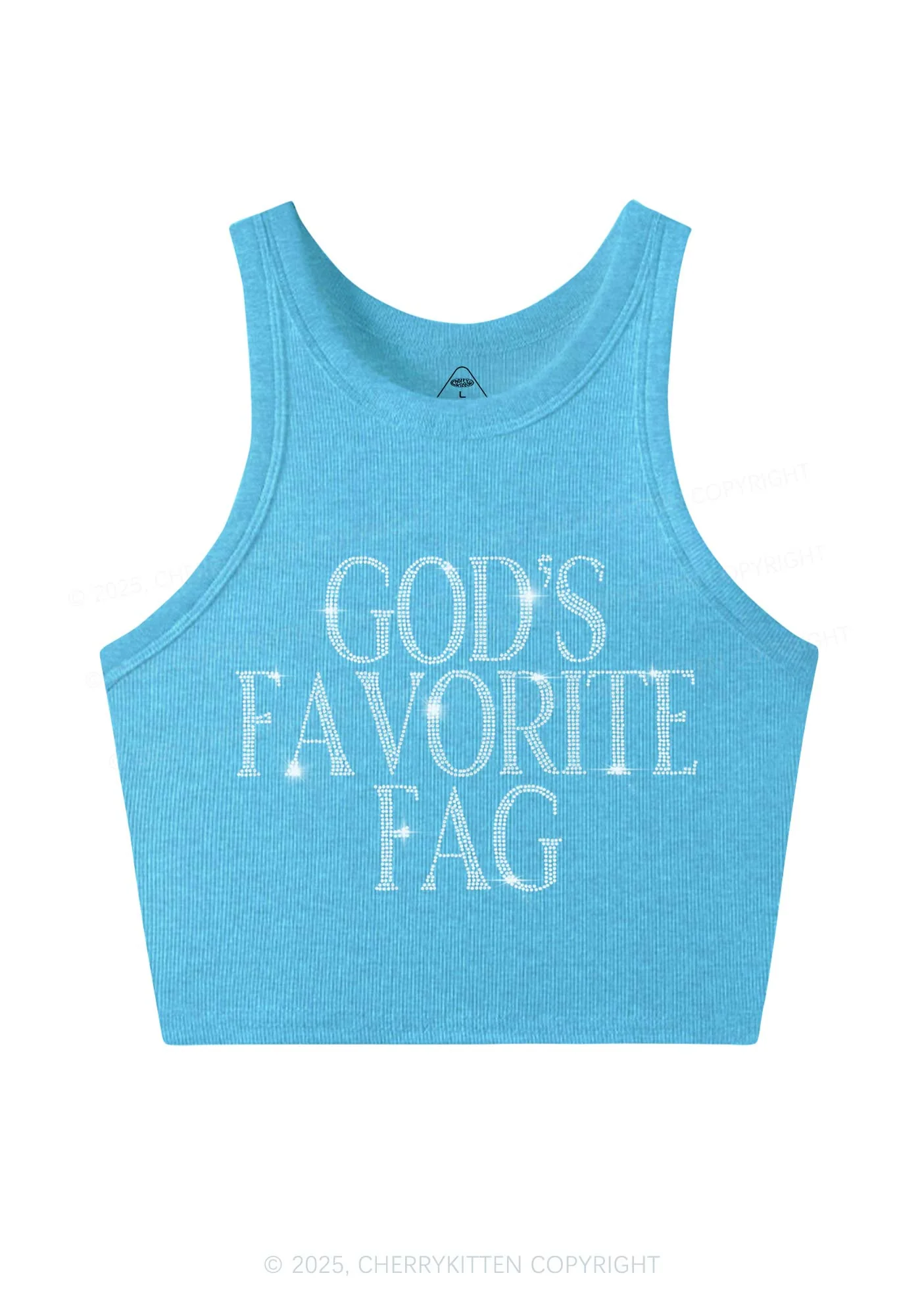 Rhinestone  Gods Favorite Fag Pride Y2K Crop Tank Top Cherrykitten - Image 5