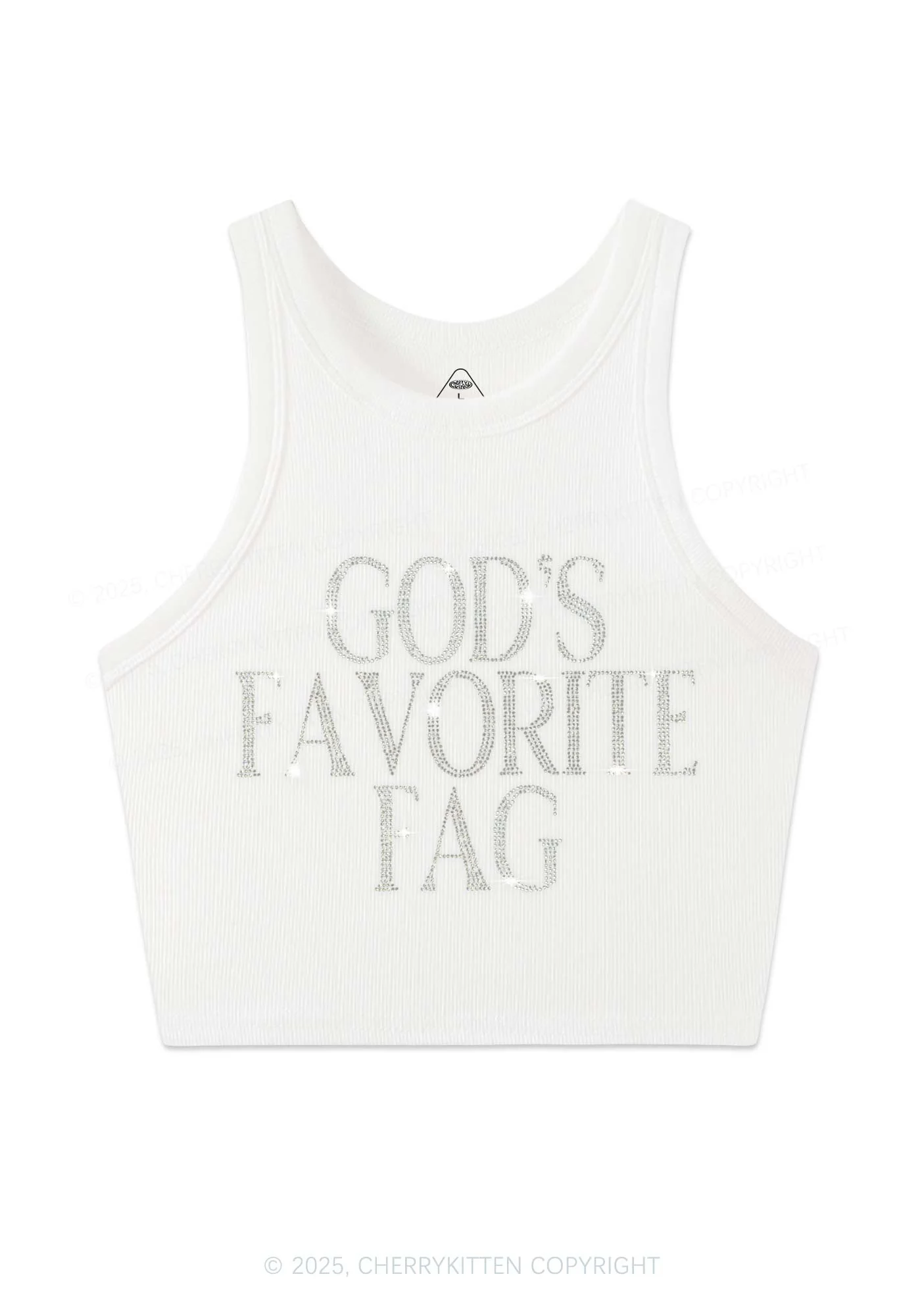 Rhinestone  Gods Favorite Fag Pride Y2K Crop Tank Top Cherrykitten - Image 6