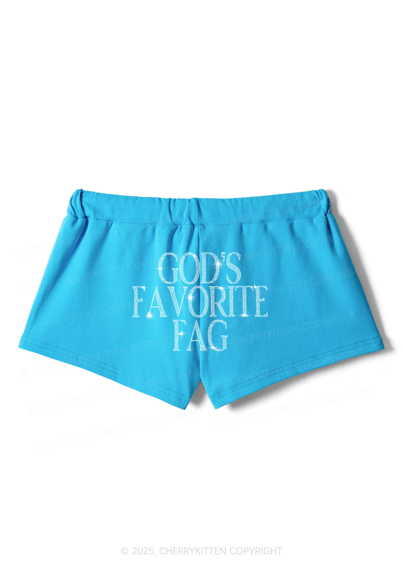 Rhinestone Gods Favorite Fag Pride Y2K Drawstring Mini Shorts Cherrykitten - Image 3