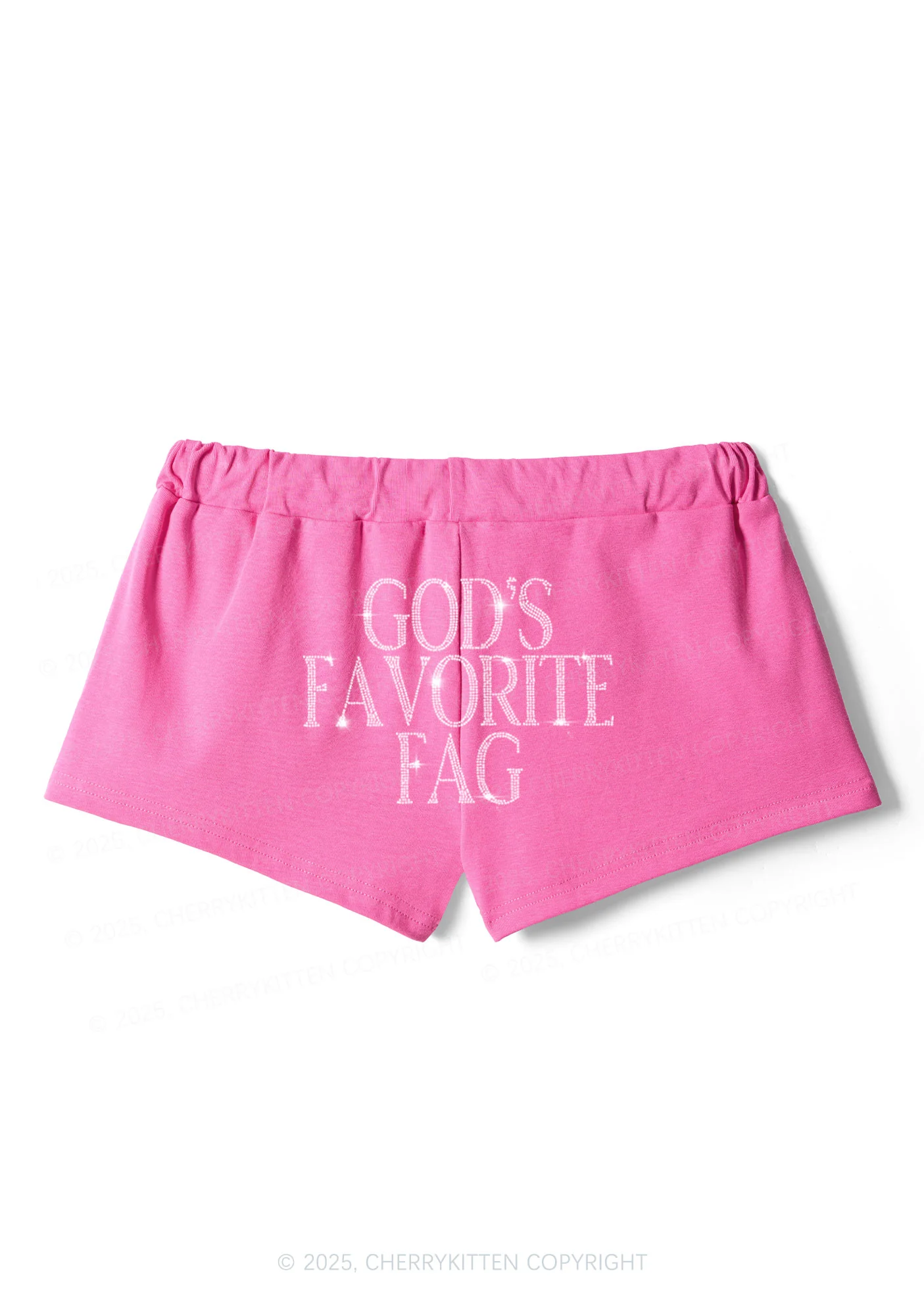 Rhinestone Gods Favorite Fag Pride Y2K Drawstring Mini Shorts Cherrykitten - Image 4