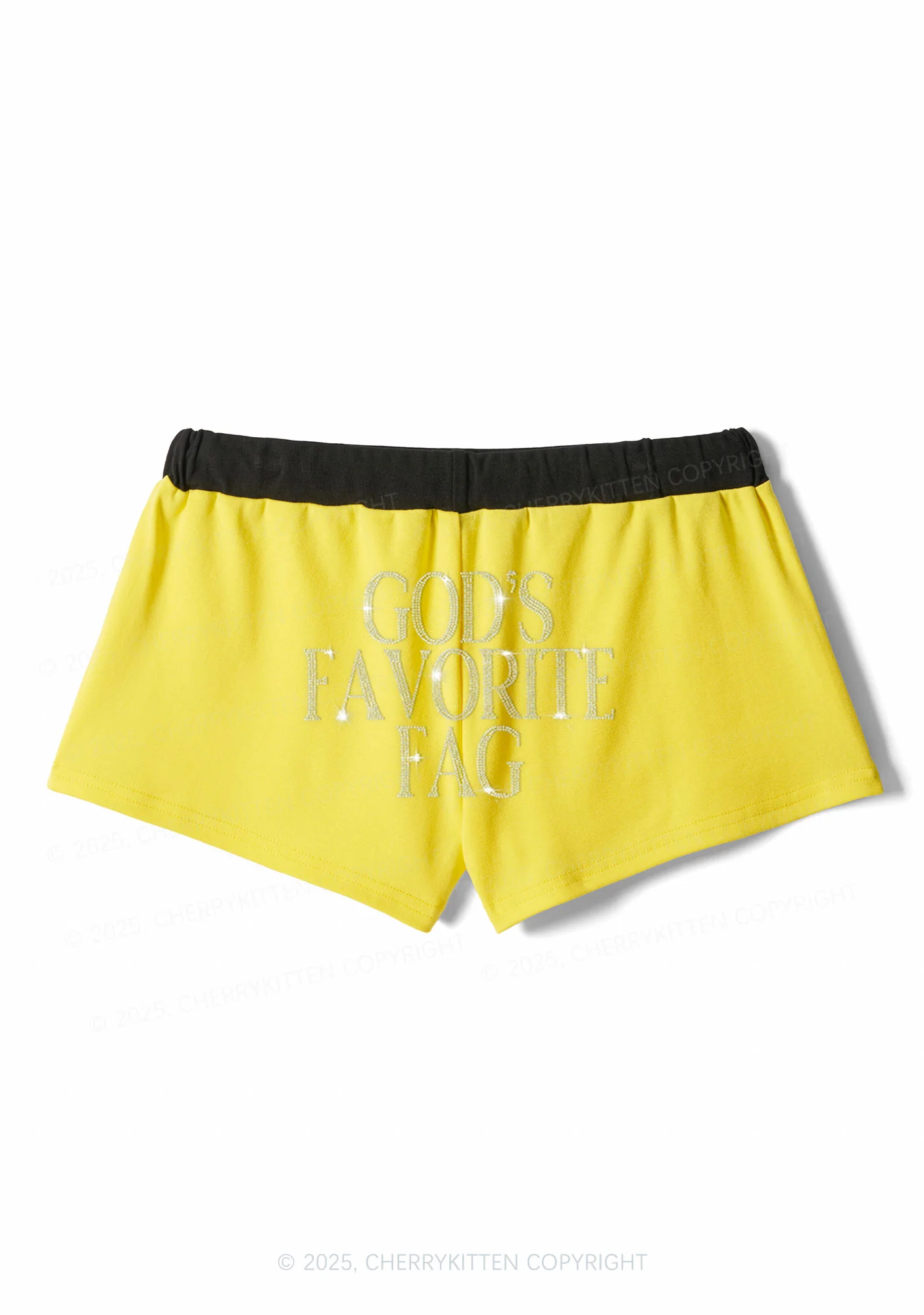 Rhinestone Gods Favorite Fag Pride Y2K Drawstring Mini Shorts Cherrykitten - Image 5