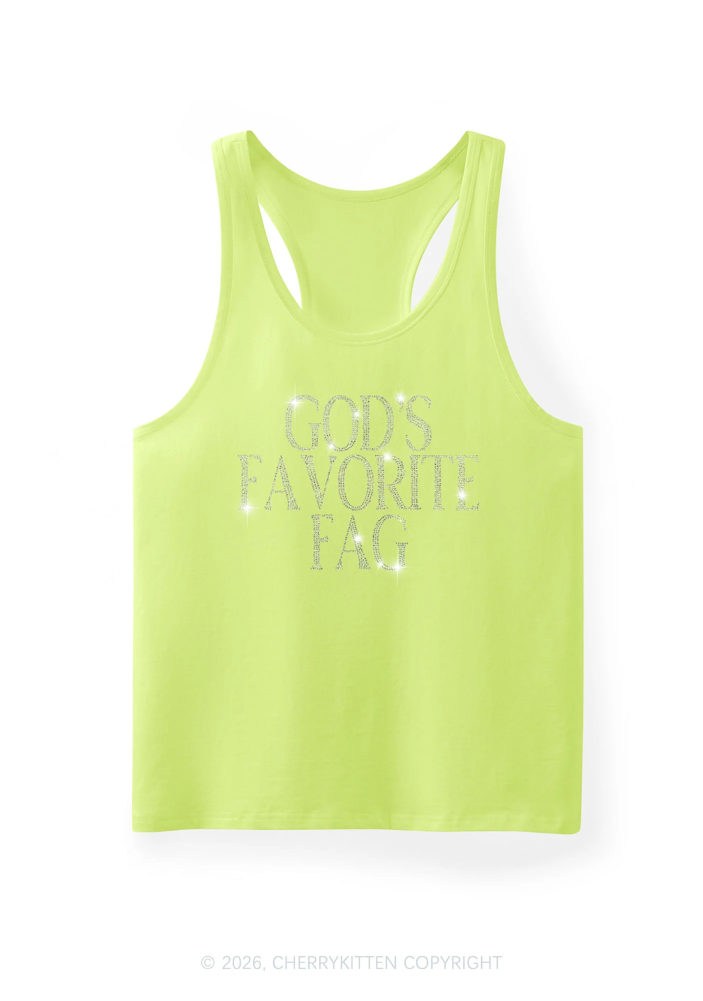Rhinestone Gods Favorite Fag Pride Y2K Men Racerback Tank Top Cherrykitten - Image 11