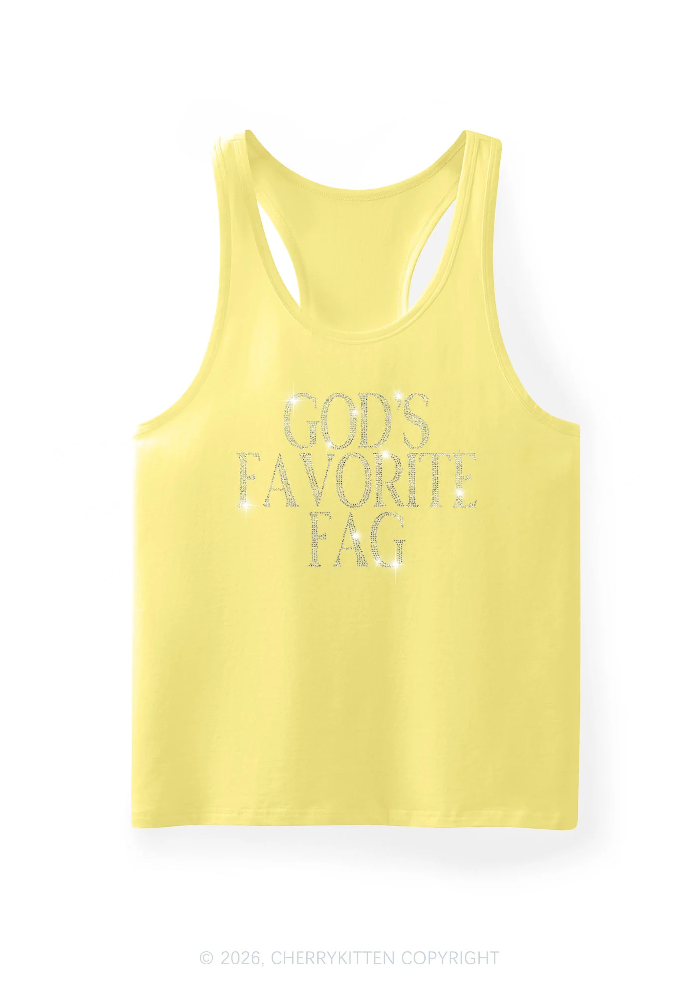 Rhinestone Gods Favorite Fag Pride Y2K Men Racerback Tank Top Cherrykitten - Image 12
