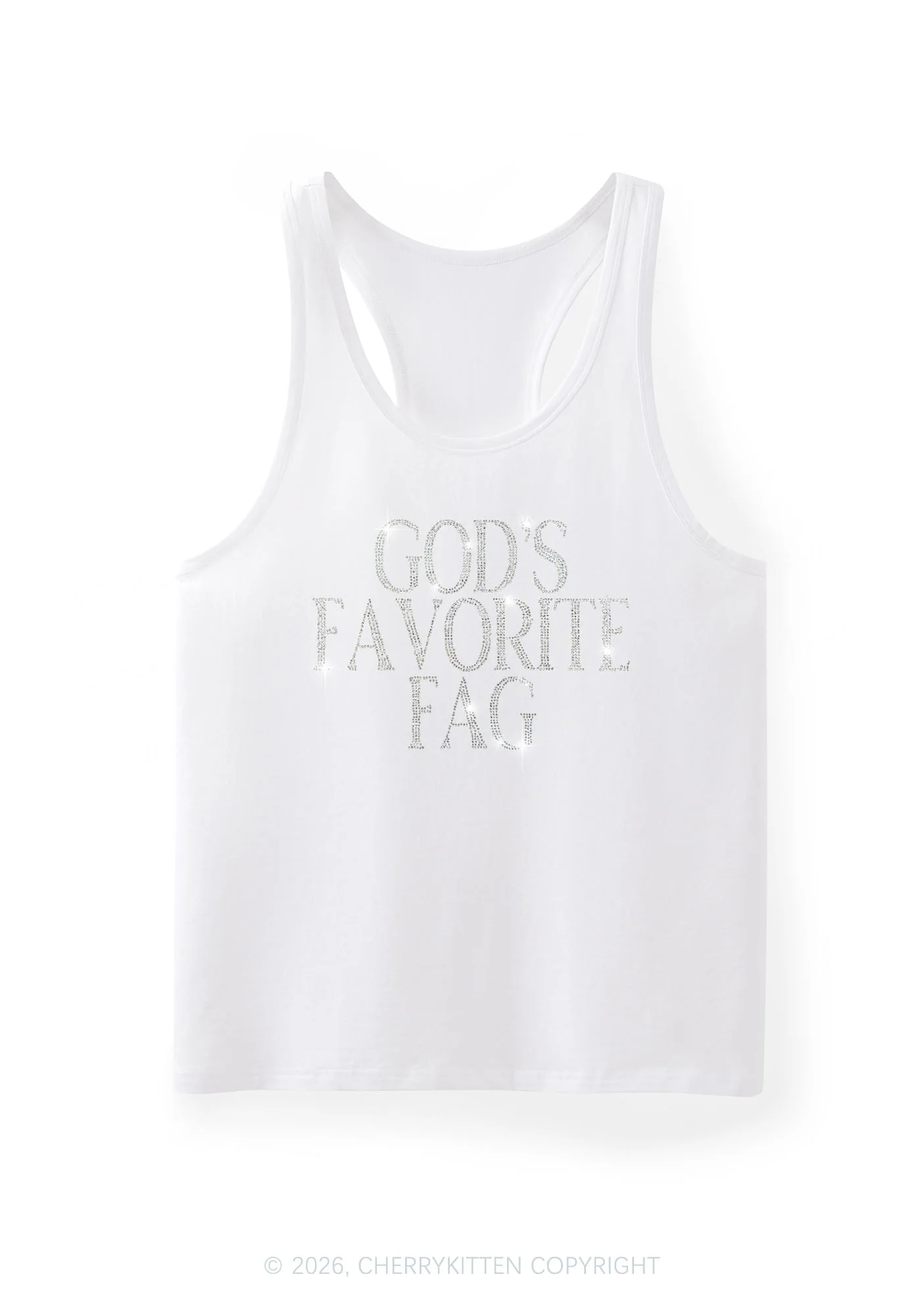 Rhinestone Gods Favorite Fag Pride Y2K Men Racerback Tank Top Cherrykitten - Image 8