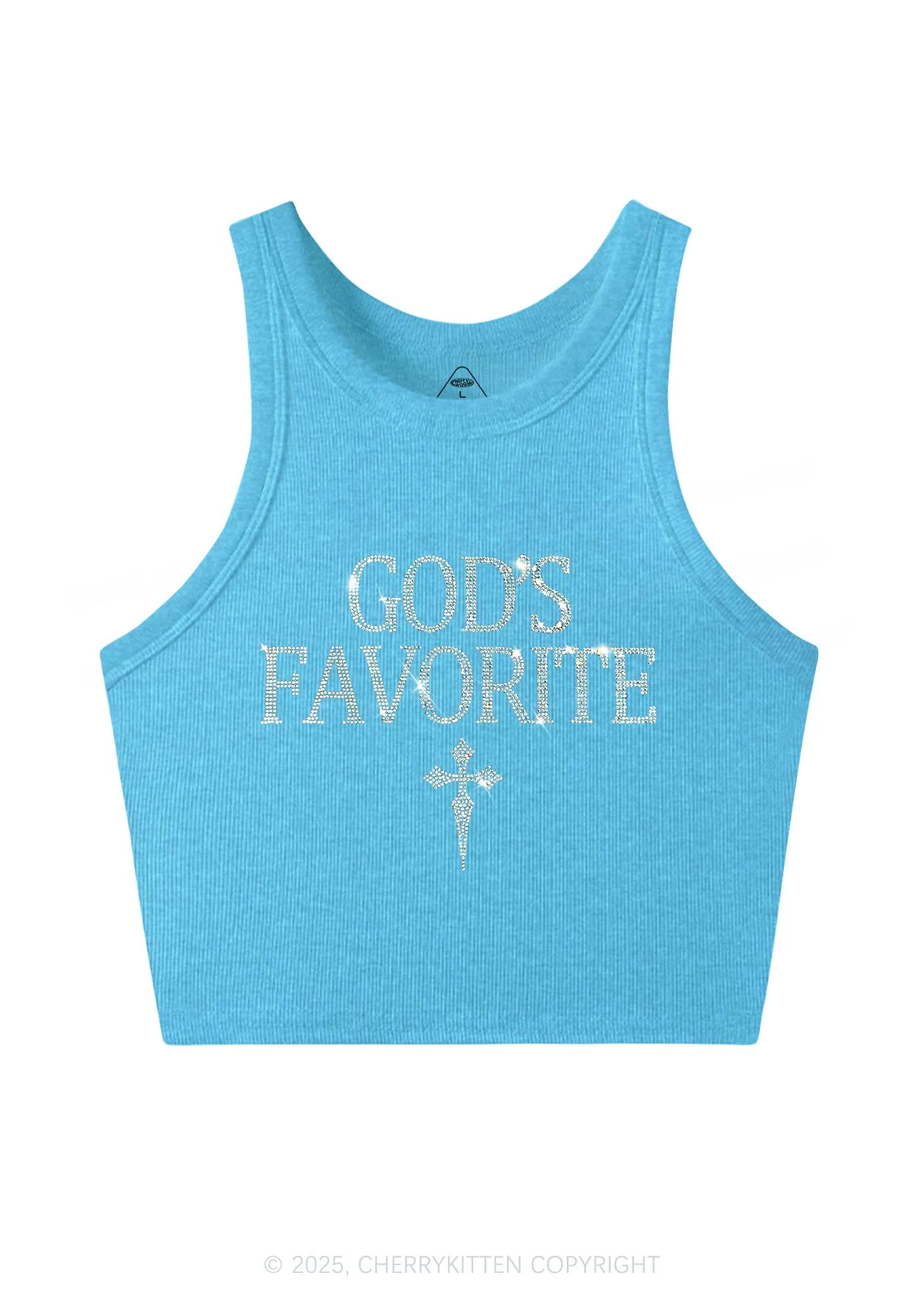 Rhinestone Gods Favorite Y2K Crop Tank Top Cherrykitten - Image 3