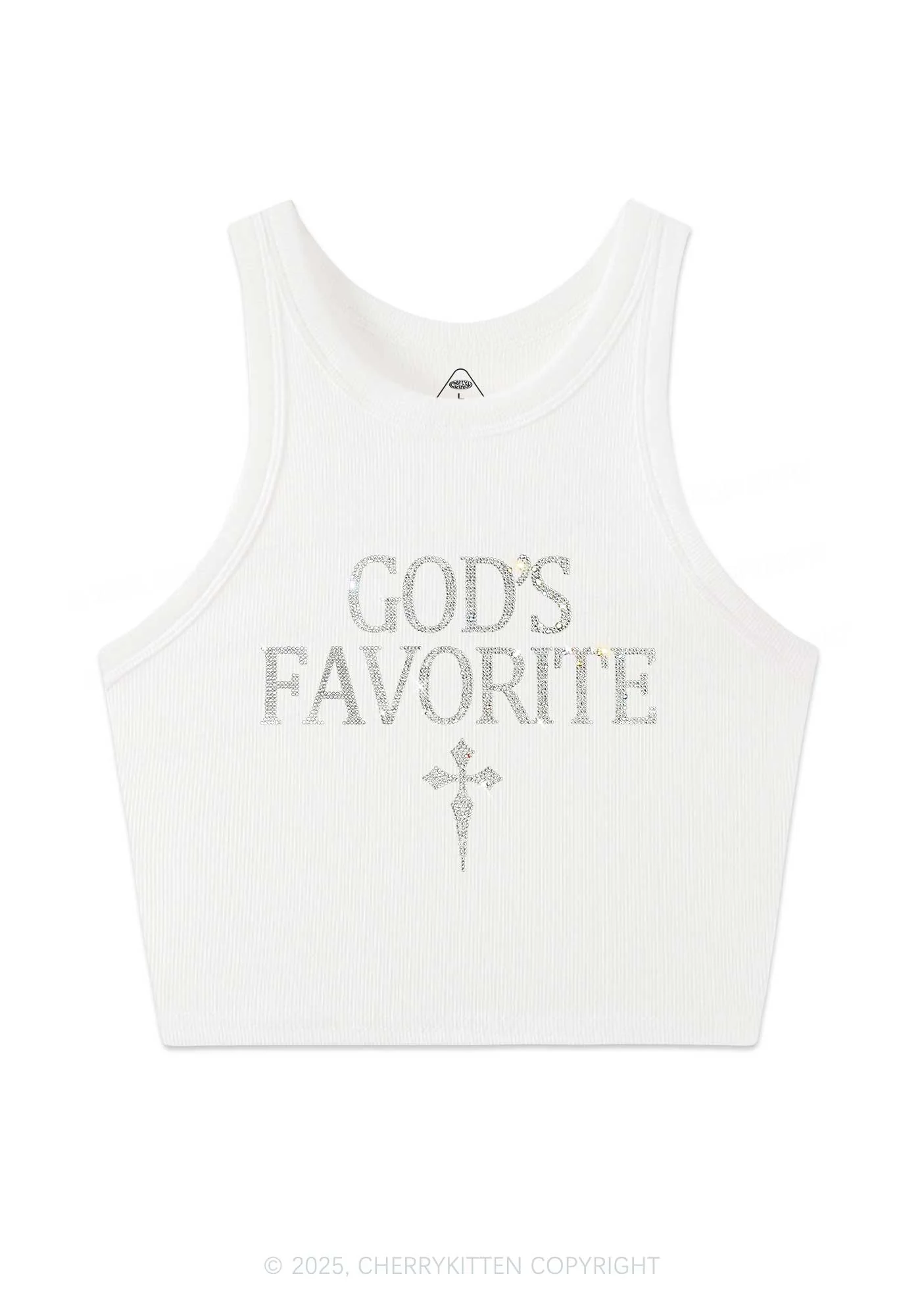 Rhinestone Gods Favorite Y2K Crop Tank Top Cherrykitten - Image 4
