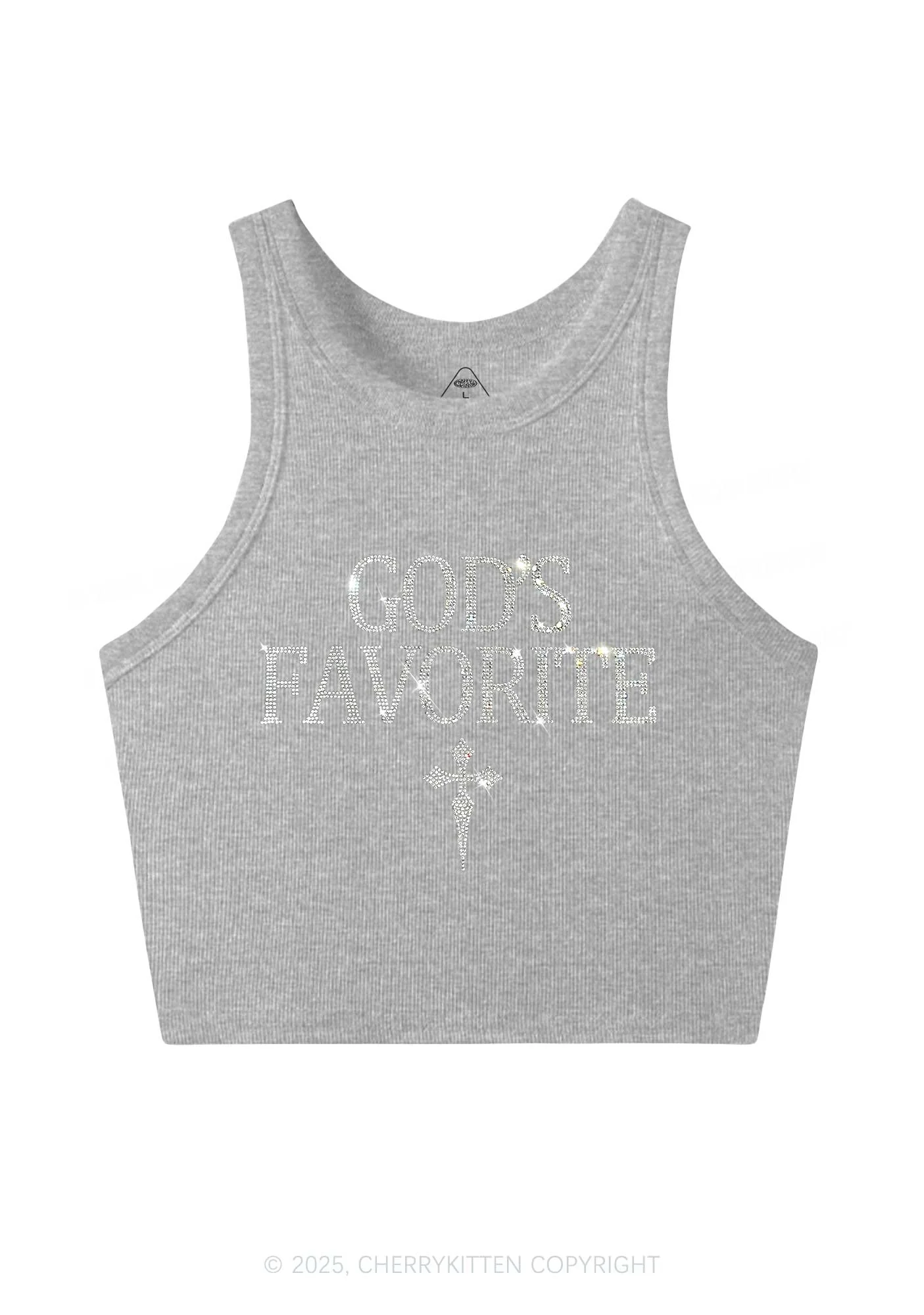 Rhinestone Gods Favorite Y2K Crop Tank Top Cherrykitten - Image 5