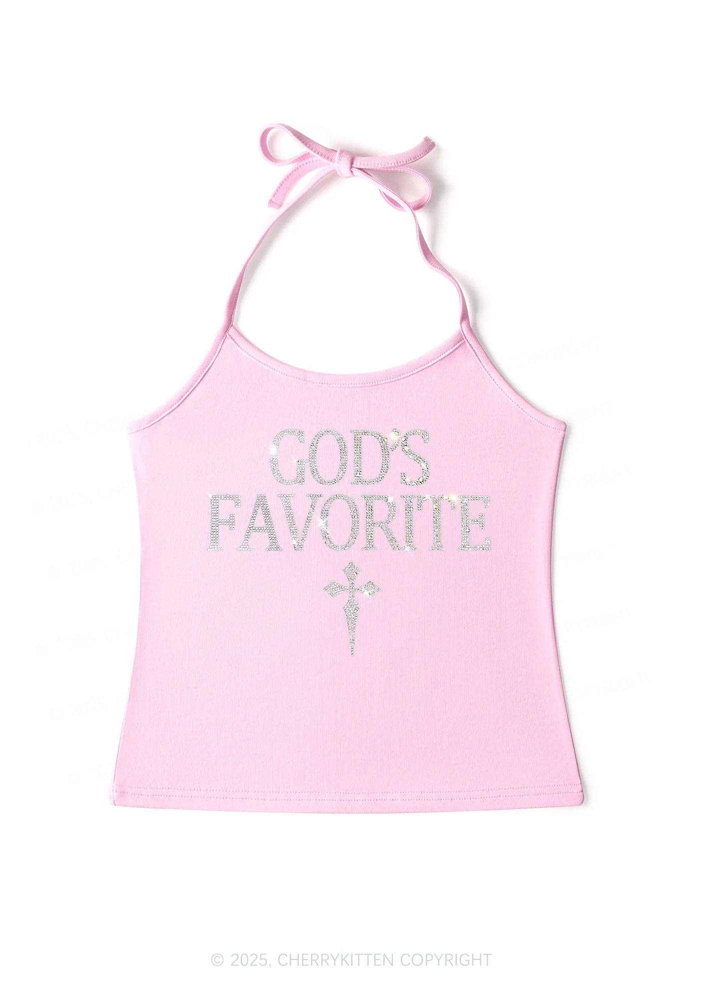 Rhinestone Gods Favorite Y2K Halter Neck Cami Cherrykitten - Image 3
