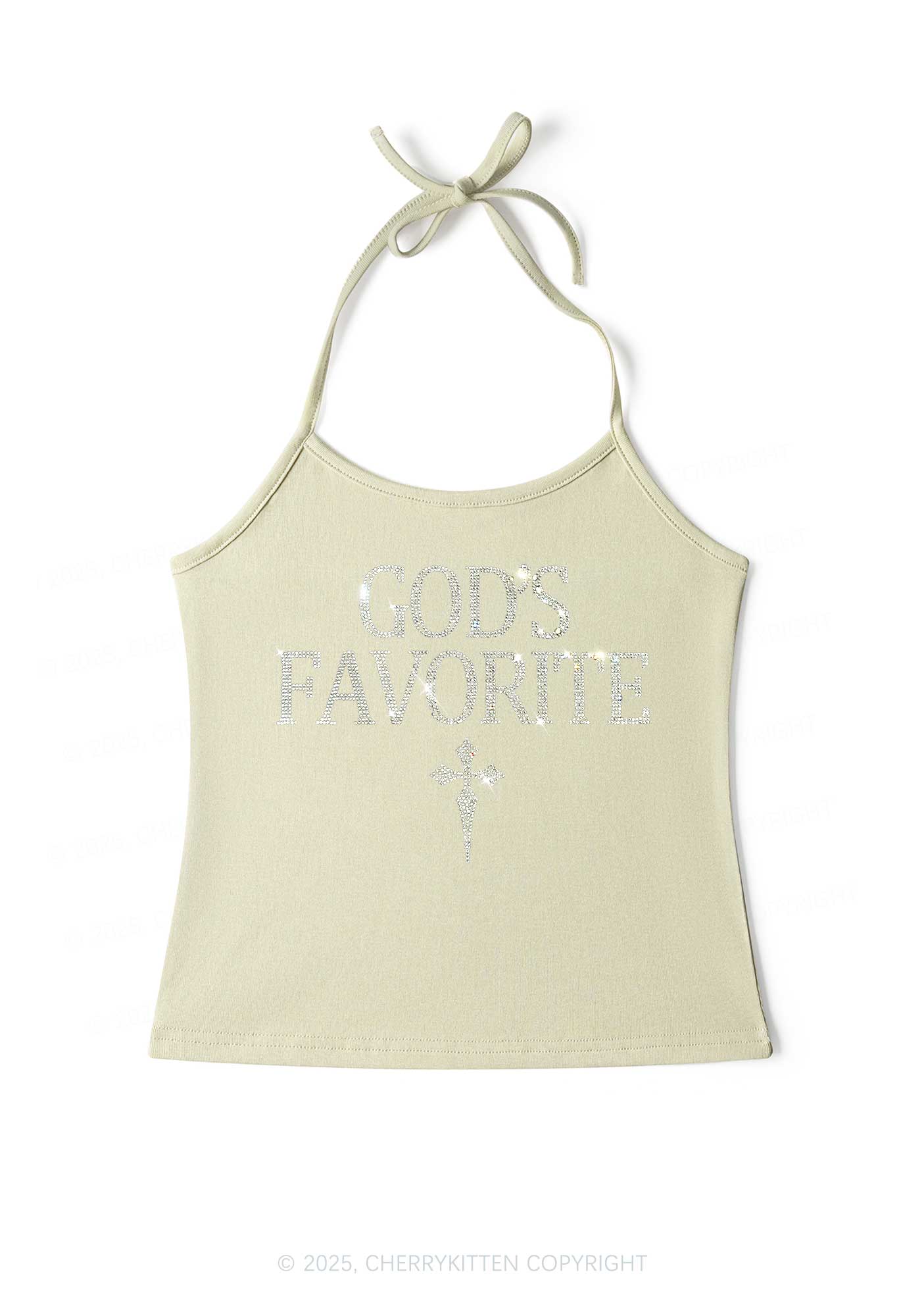 Rhinestone Gods Favorite Y2K Halter Neck Cami Cherrykitten - Image 5