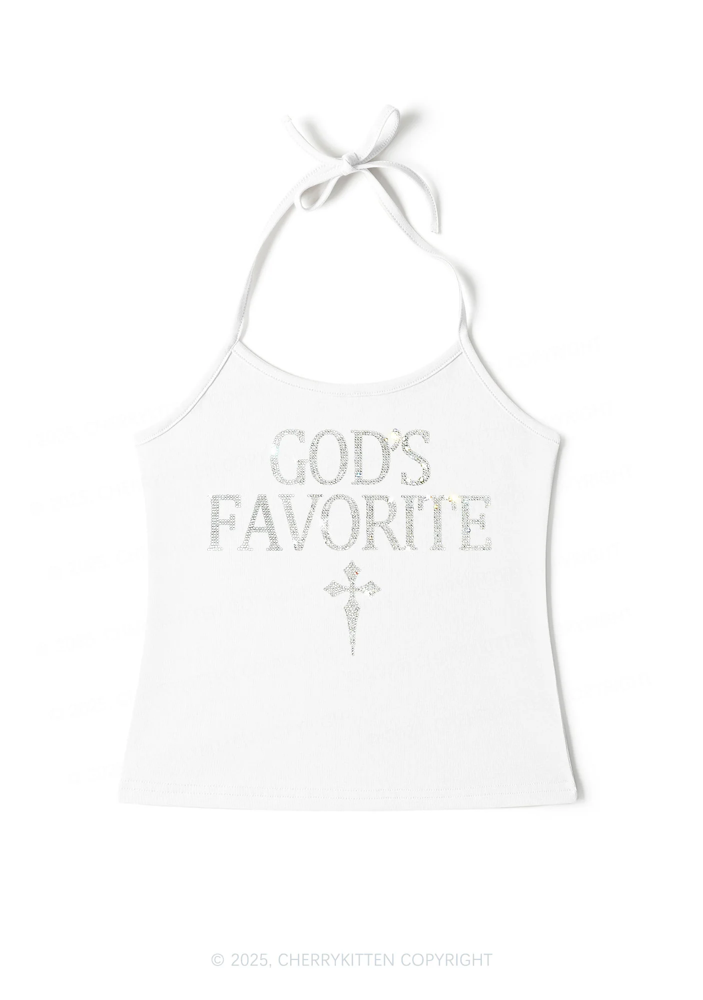 Rhinestone Gods Favorite Y2K Halter Neck Cami Cherrykitten - Image 6