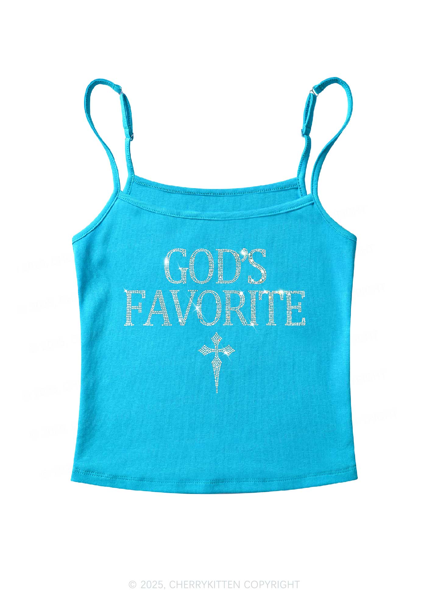 Rhinestone Gods Favorite Y2K Spaghetti Strap Cami Cherrykitten - Image 4