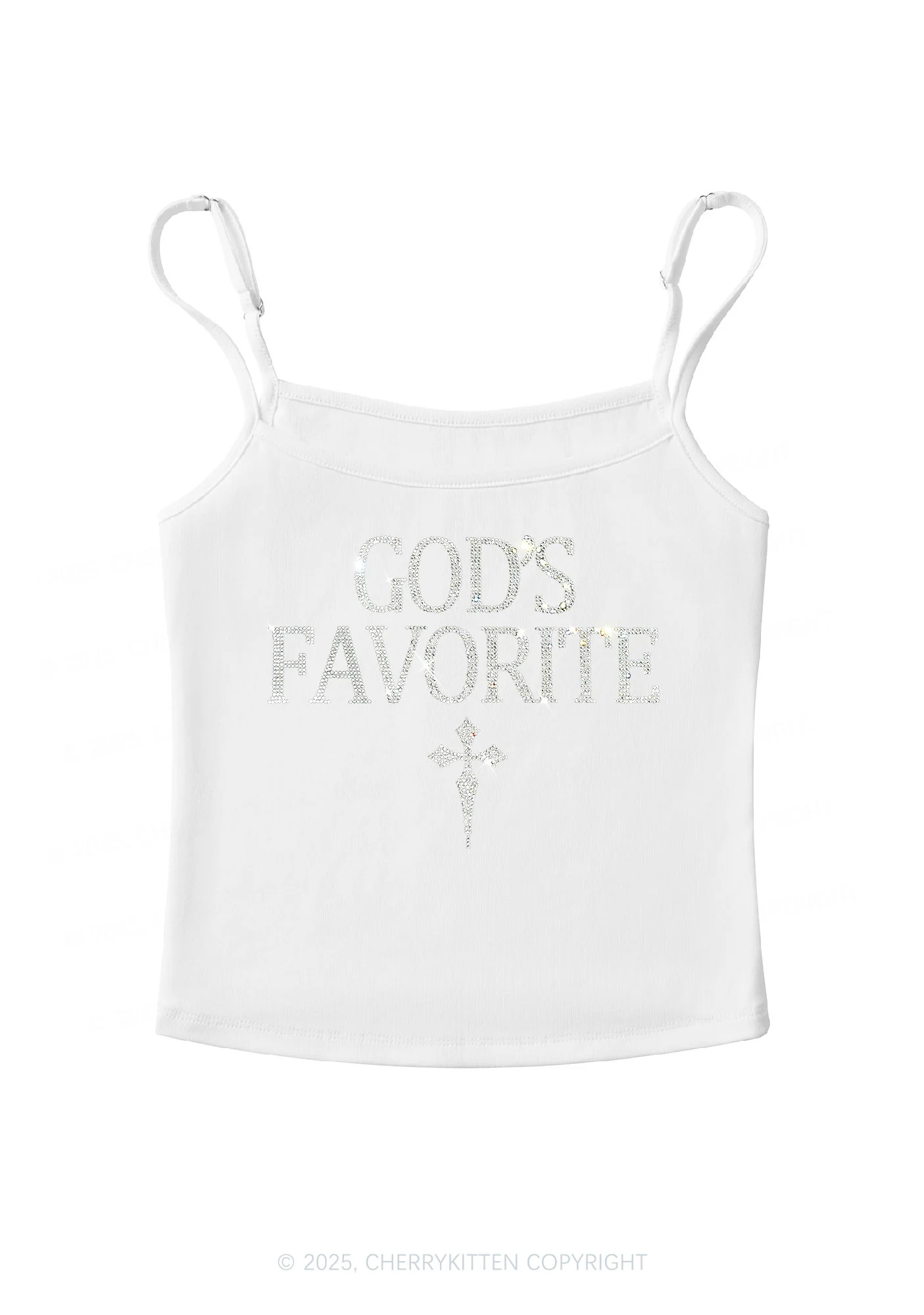 Rhinestone Gods Favorite Y2K Spaghetti Strap Cami Cherrykitten - Image 5