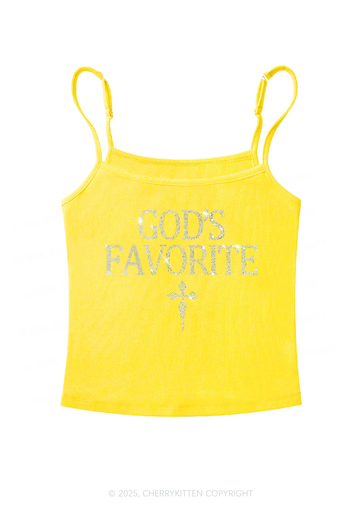 Rhinestone Gods Favorite Y2K Spaghetti Strap Cami Cherrykitten - Image 7