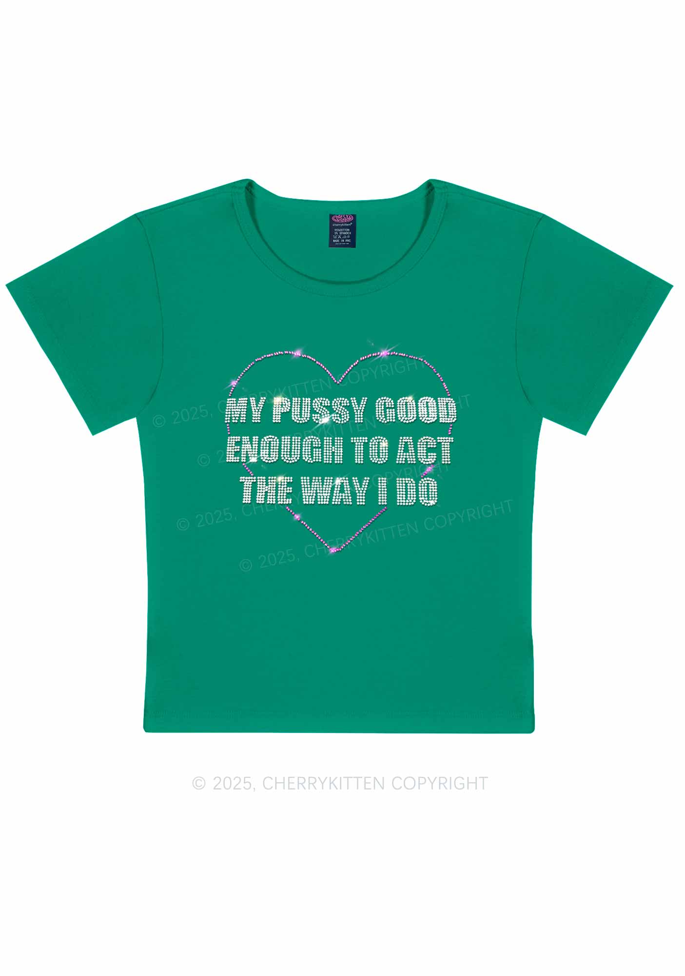 Rhinestone Good Enough To Act Y2K Baby Tee Cherrykitten - Image 11