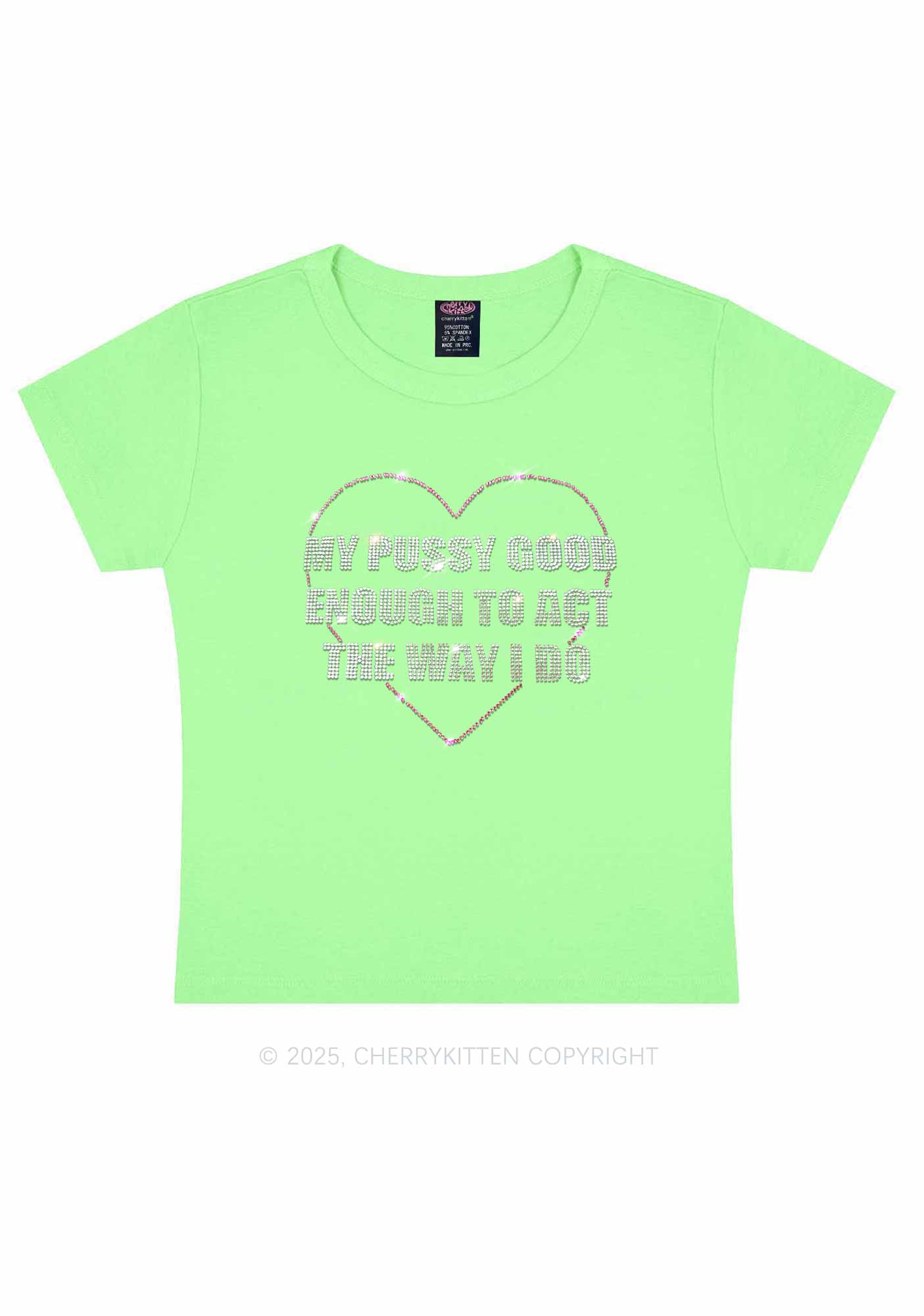 Rhinestone Good Enough To Act Y2K Baby Tee Cherrykitten - Image 12