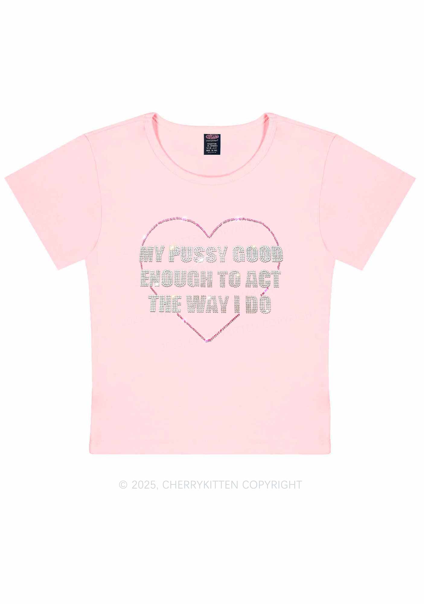 Rhinestone Good Enough To Act Y2K Baby Tee Cherrykitten - Image 13