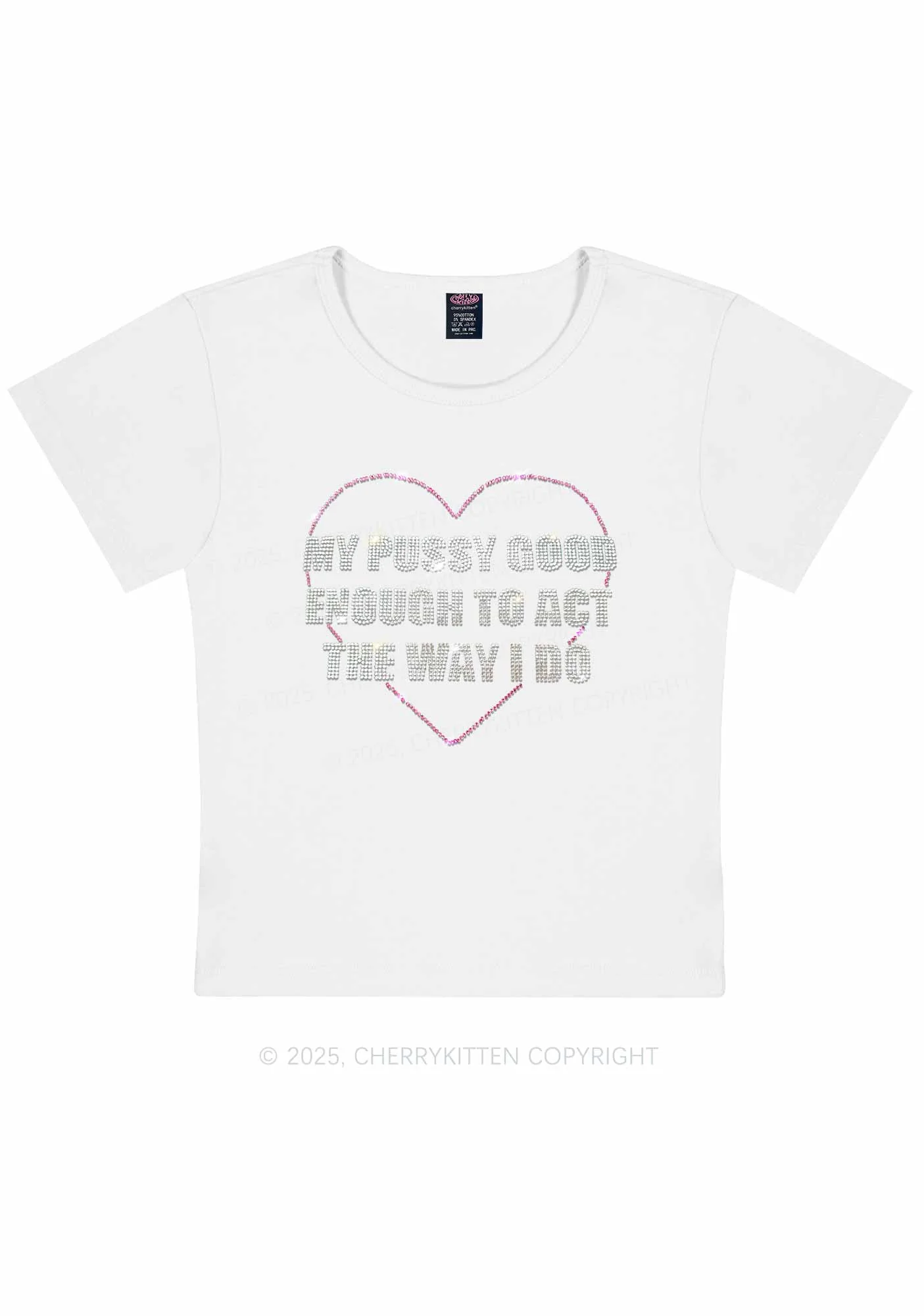 Rhinestone Good Enough To Act Y2K Baby Tee Cherrykitten - Image 5