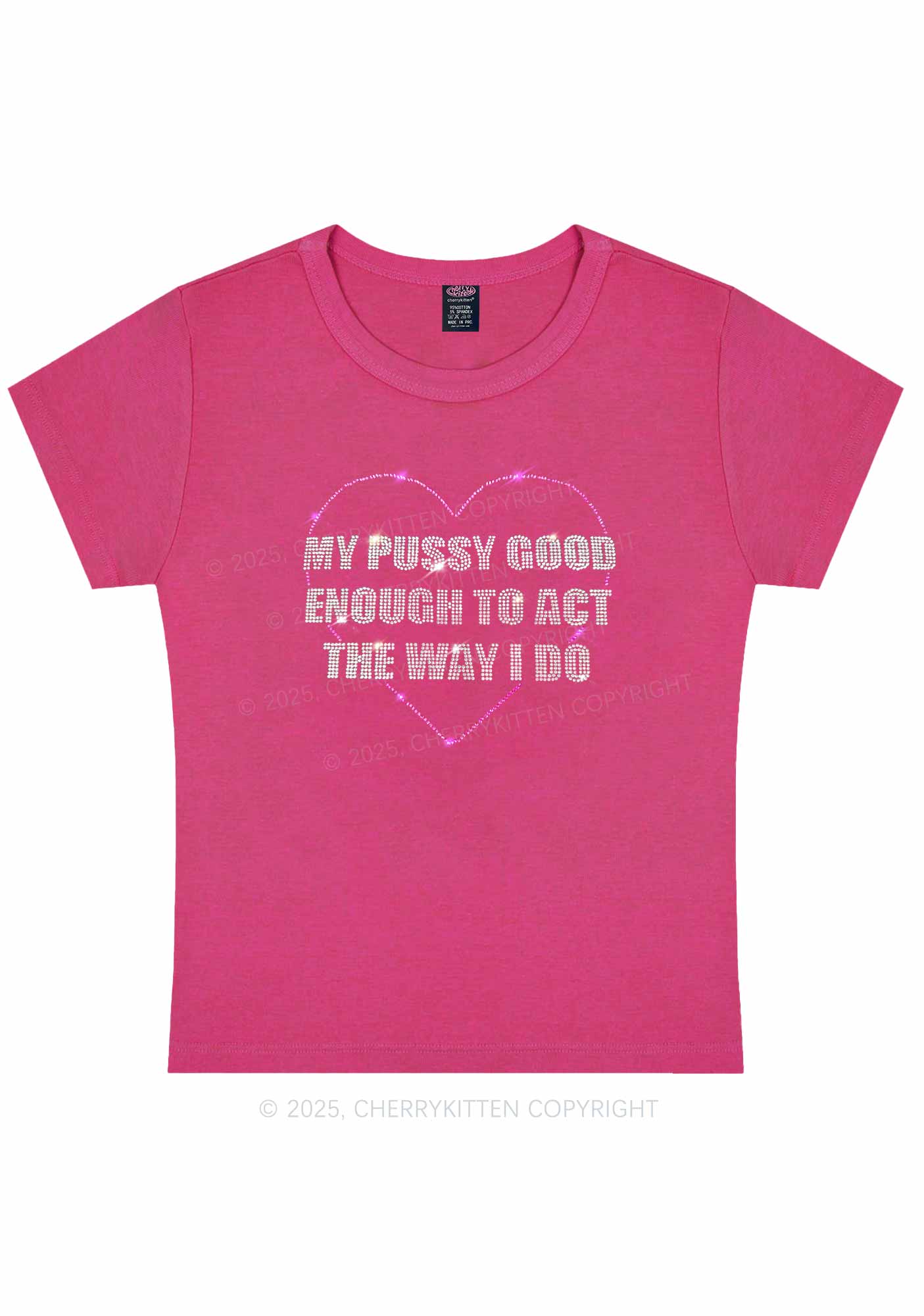 Rhinestone Good Enough To Act Y2K Baby Tee Cherrykitten - Image 6