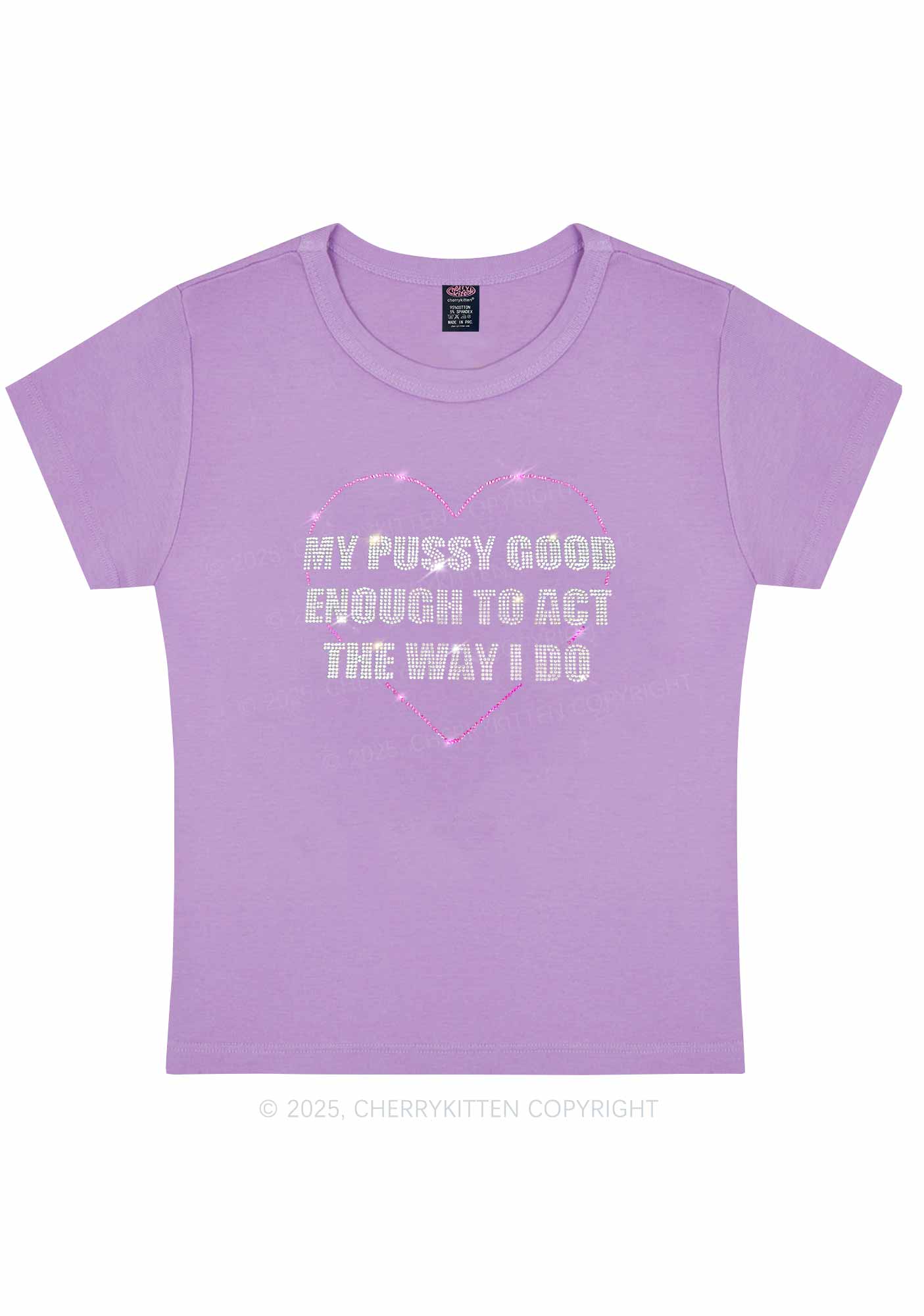 Rhinestone Good Enough To Act Y2K Baby Tee Cherrykitten - Image 8