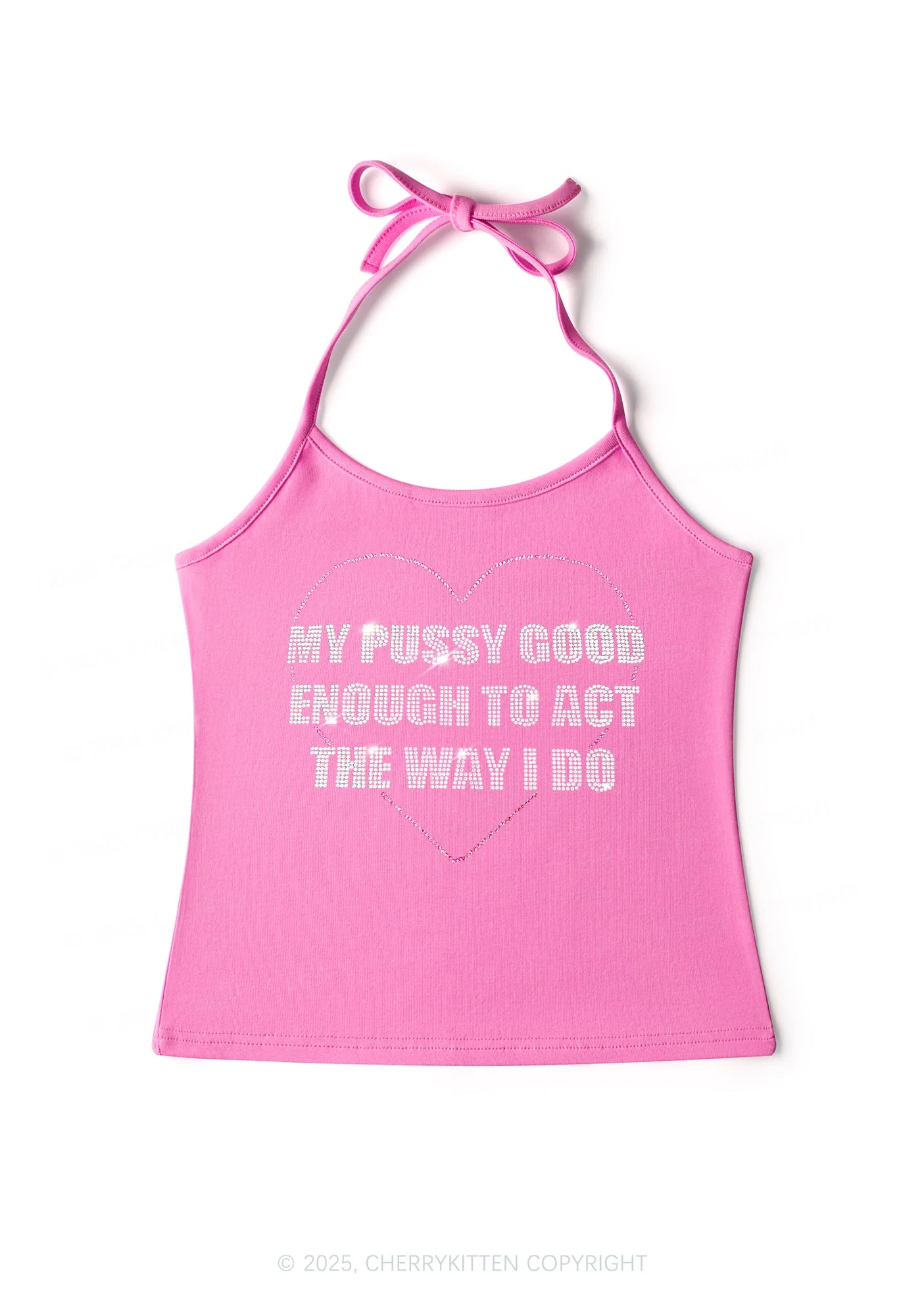 Rhinestone Good Enough To Act Y2K Halter Neck Cami Cherrykitten - Image 3