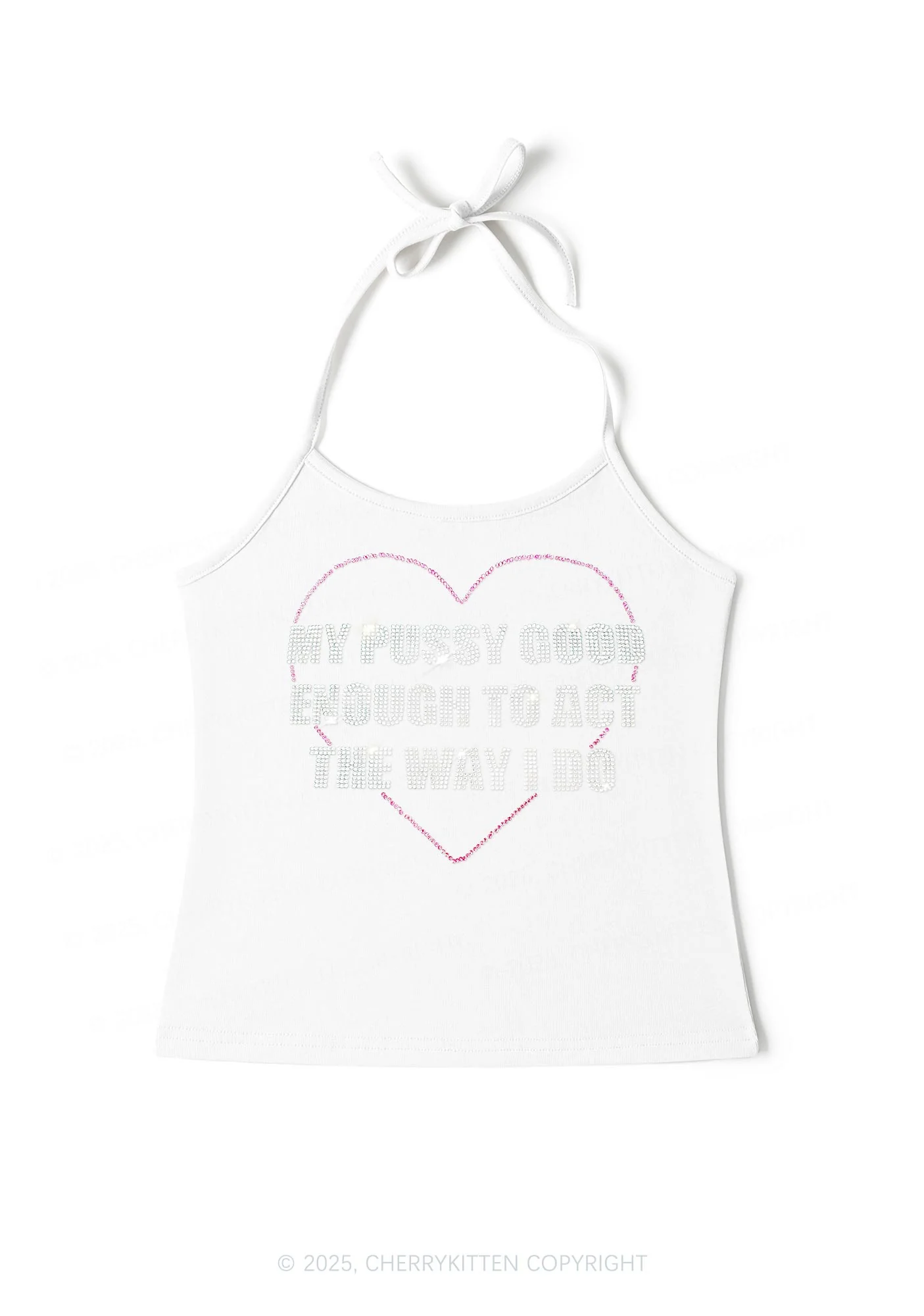 Rhinestone Good Enough To Act Y2K Halter Neck Cami Cherrykitten - Image 6