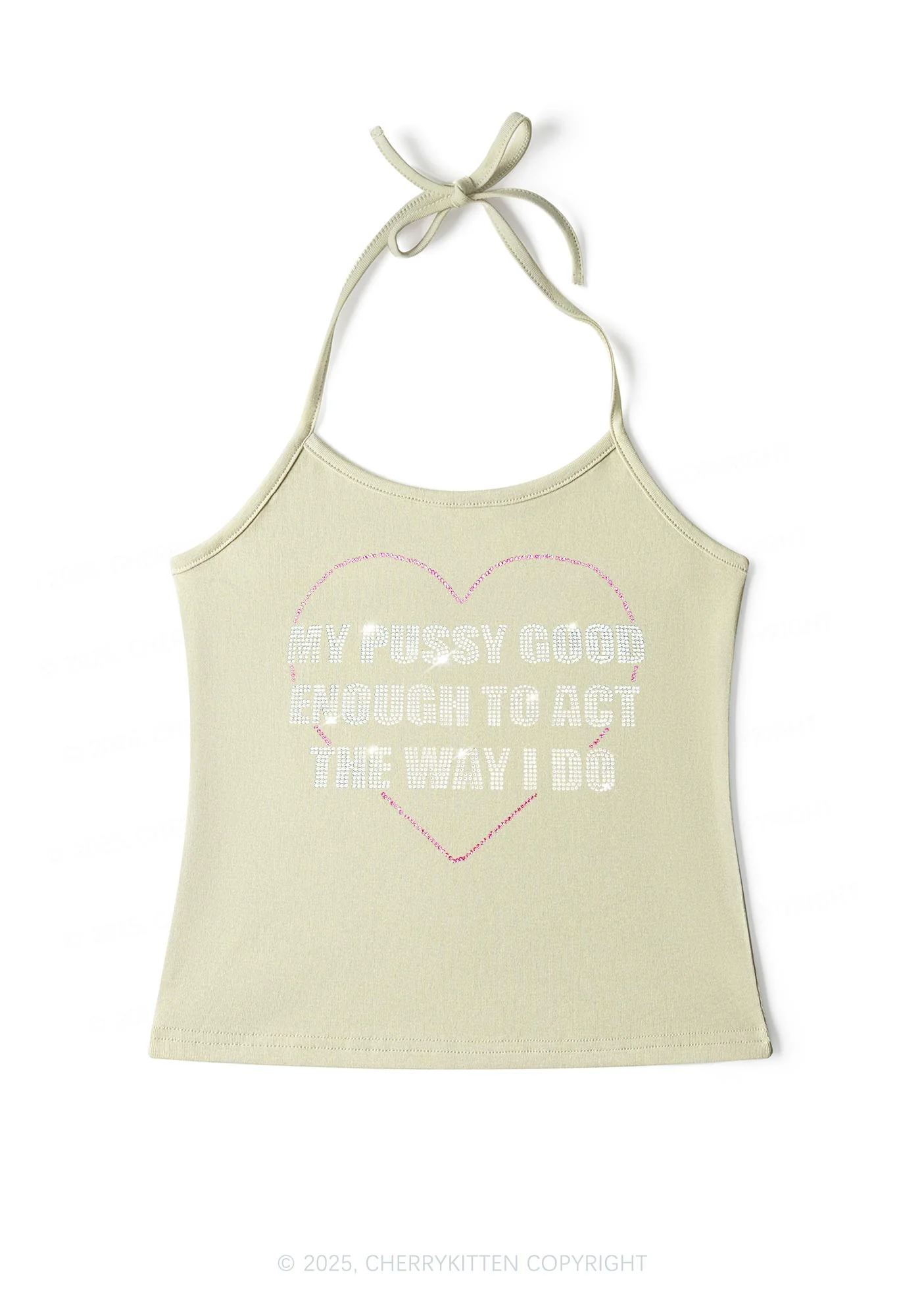 Rhinestone Good Enough To Act Y2K Halter Neck Cami Cherrykitten - Image 8