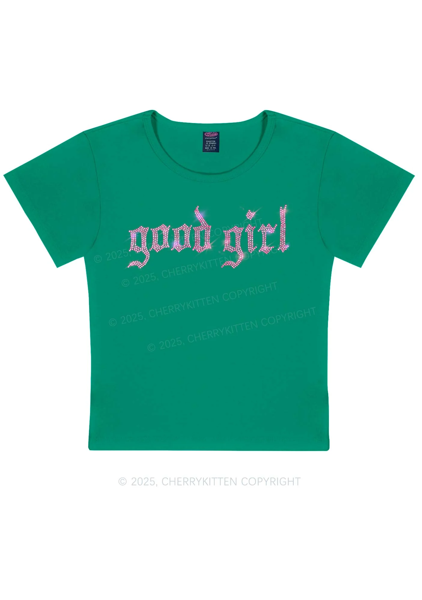 Rhinestone Good Girl Y2K Baby Tee Cherrykitten - Image 13
