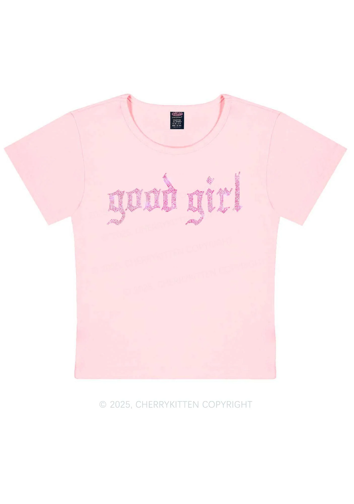 Rhinestone Good Girl Y2K Baby Tee Cherrykitten - Image 14