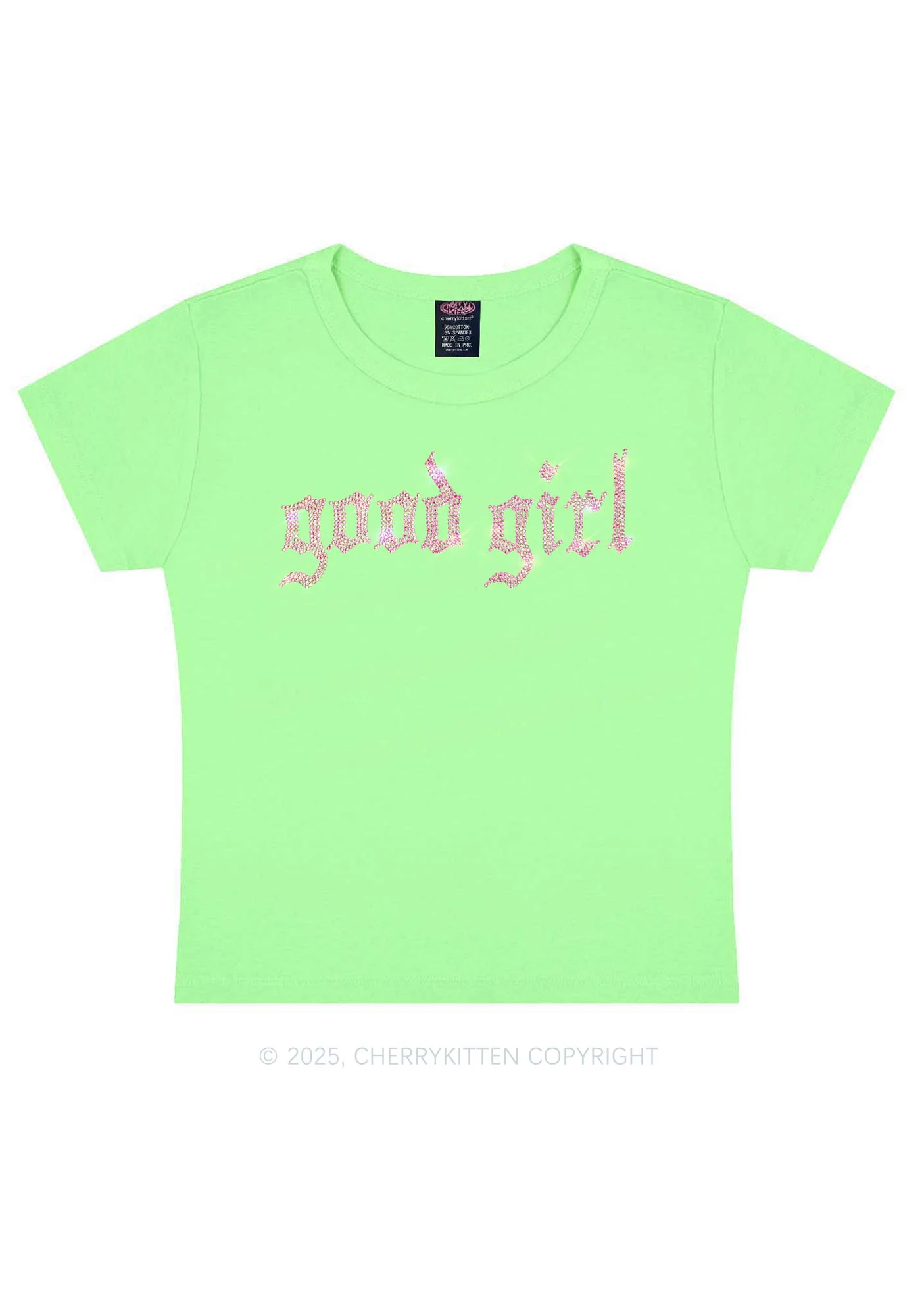 Rhinestone Good Girl Y2K Baby Tee Cherrykitten - Image 15