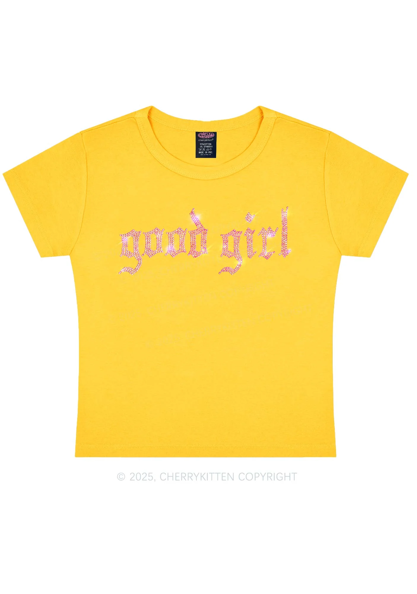 Rhinestone Good Girl Y2K Baby Tee Cherrykitten - Image 9