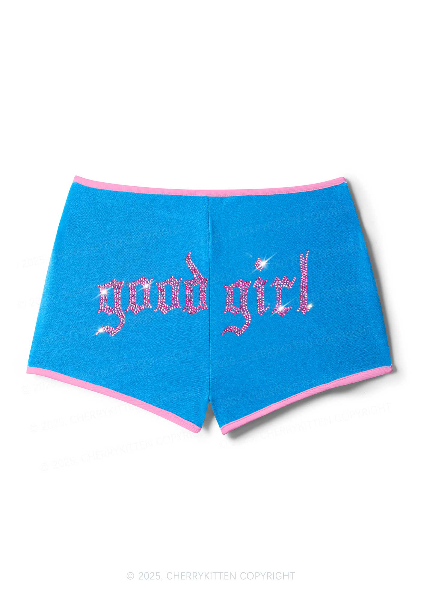 Rhinestone Good Girl Y2K Booty Shorts Cherrykitten - Image 4