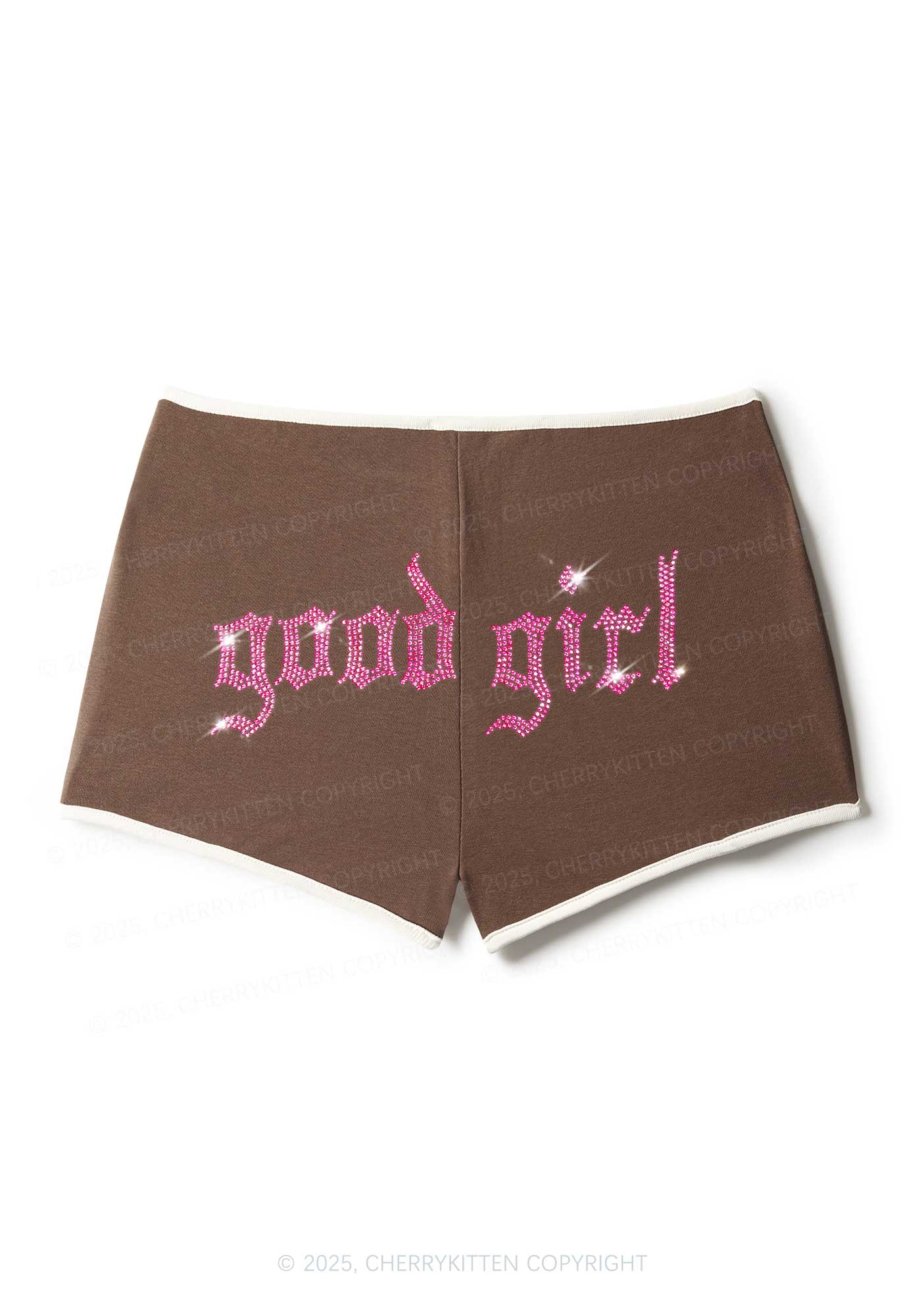 Rhinestone Good Girl Y2K Booty Shorts Cherrykitten - Image 6