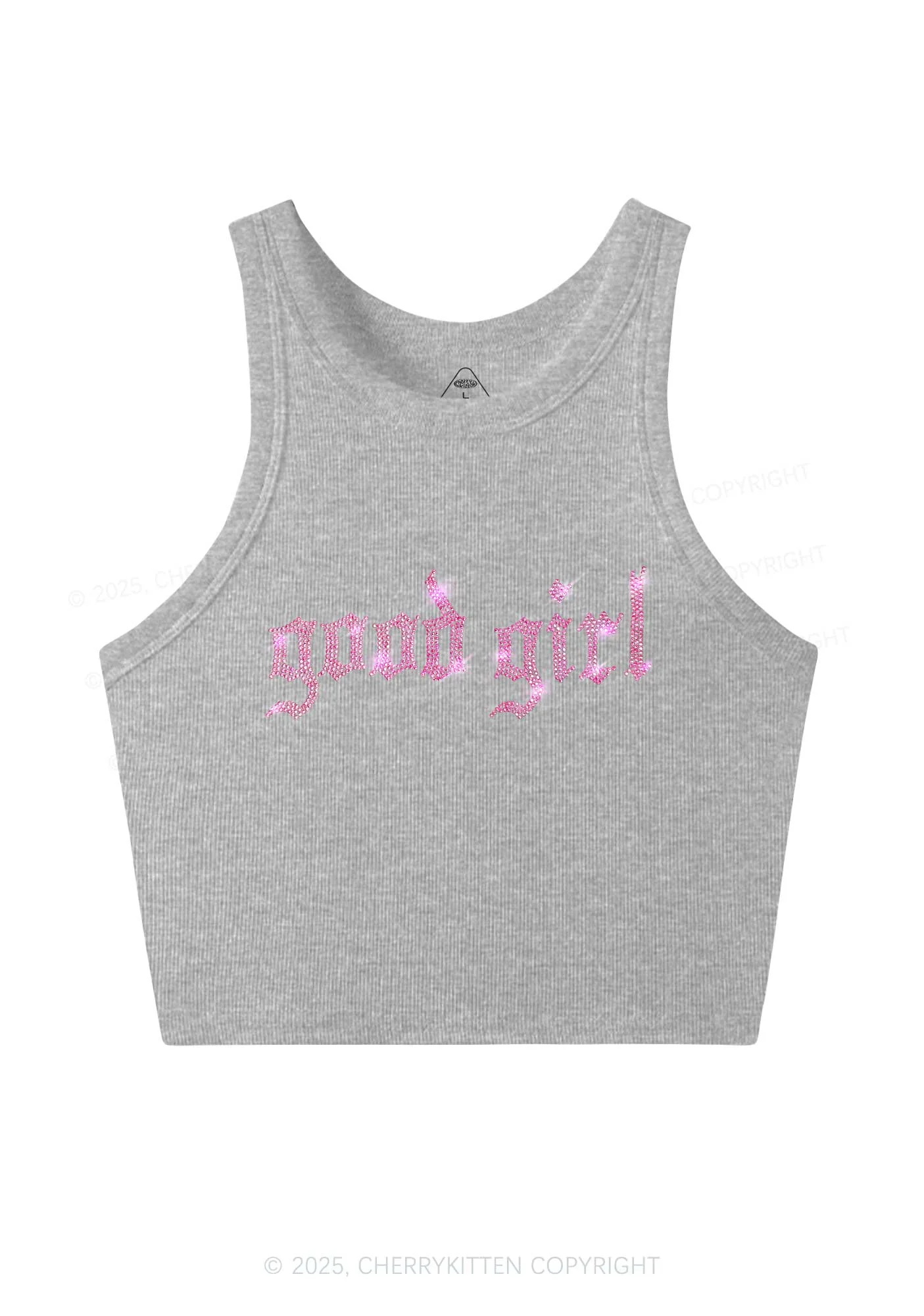 Rhinestone Good Girl Y2K Crop Tank Top Cherrykitten - Image 4