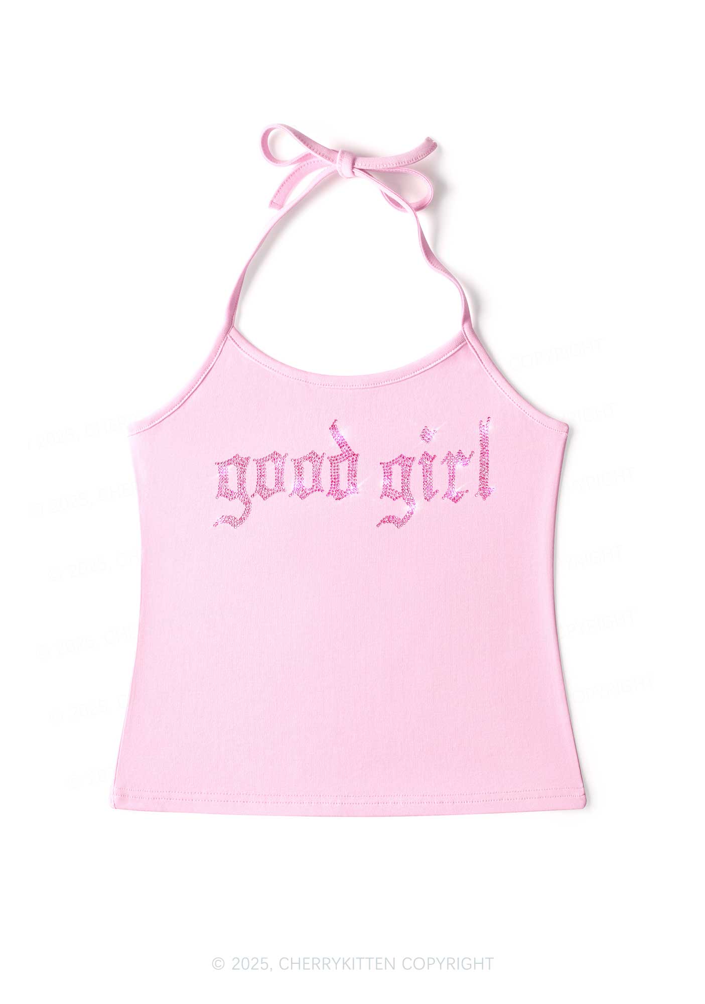 Rhinestone Good Girl Y2K Halter Neck Cami Cherrykitten - Image 2
