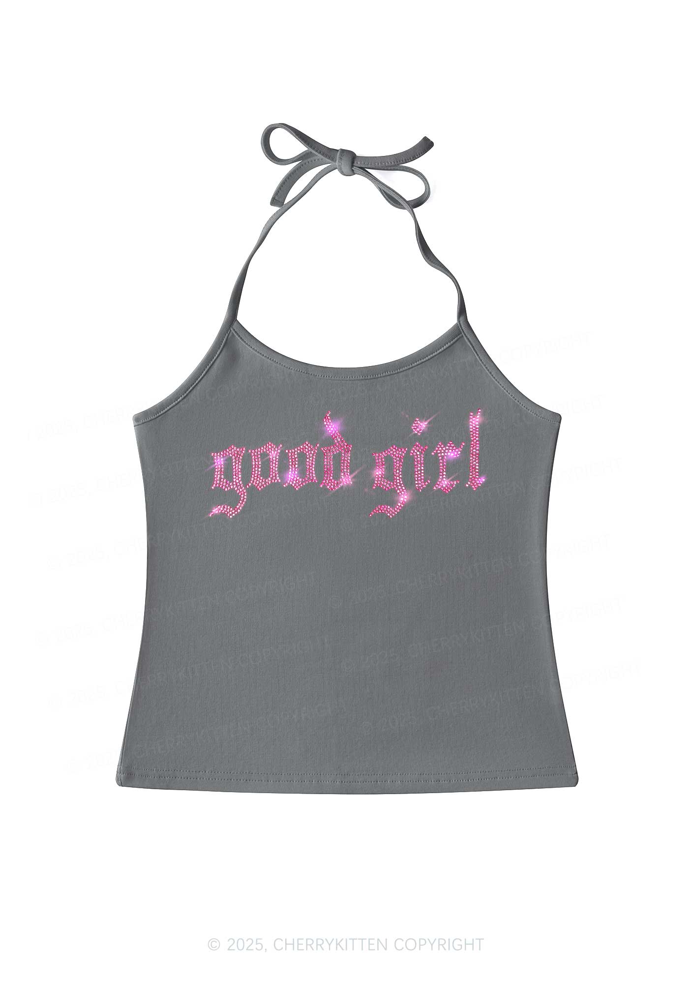 Rhinestone Good Girl Y2K Halter Neck Cami Cherrykitten - Image 3