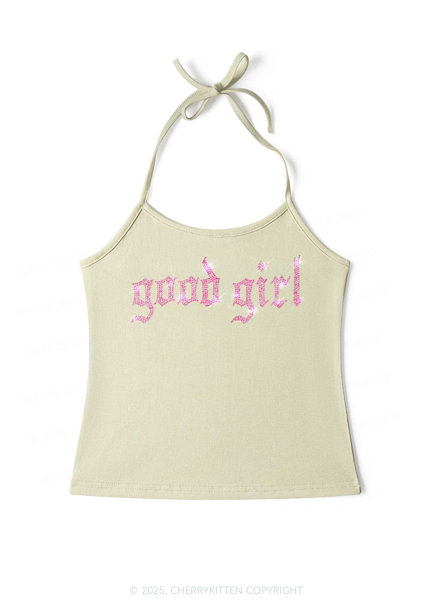 Rhinestone Good Girl Y2K Halter Neck Cami Cherrykitten - Image 5