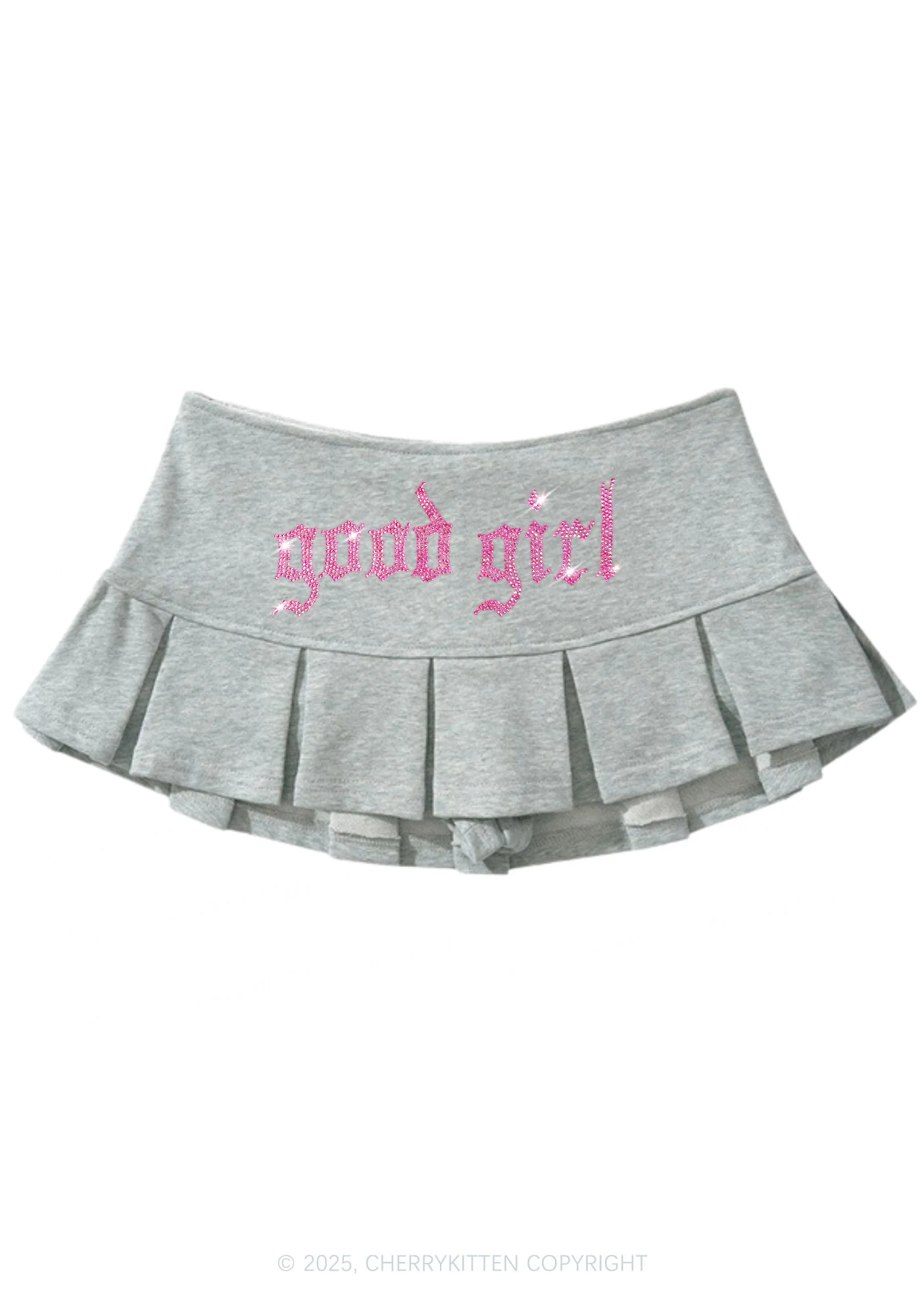Rhinestone Good Girl Y2K Mini Pleated Skirts Cherrykitten - Image 4