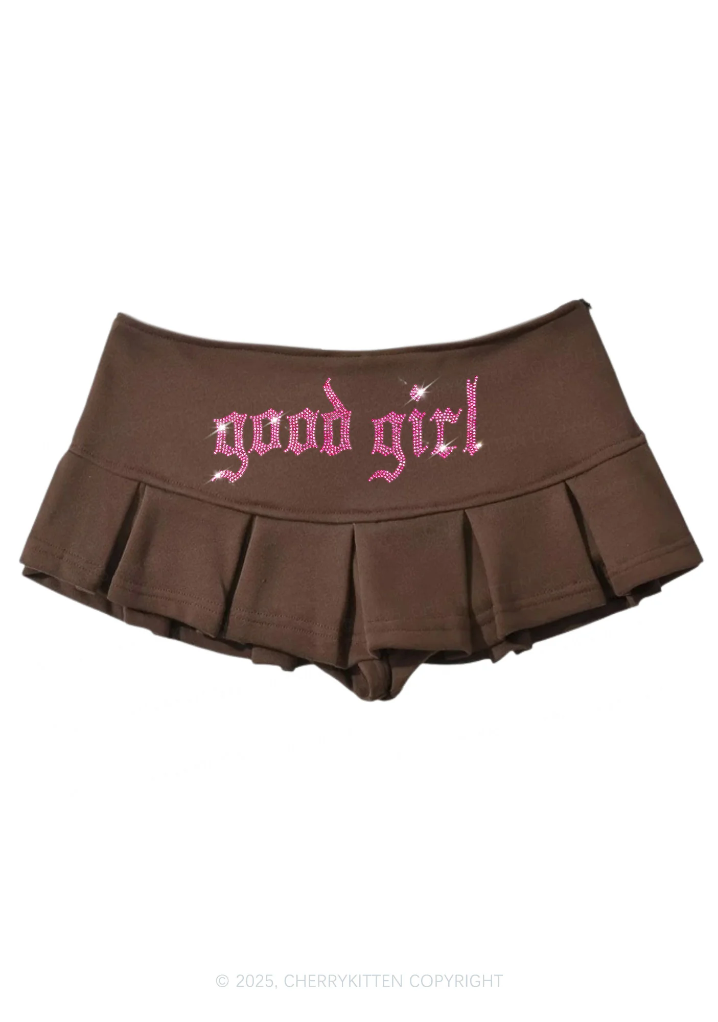 Rhinestone Good Girl Y2K Mini Pleated Skirts Cherrykitten - Image 5