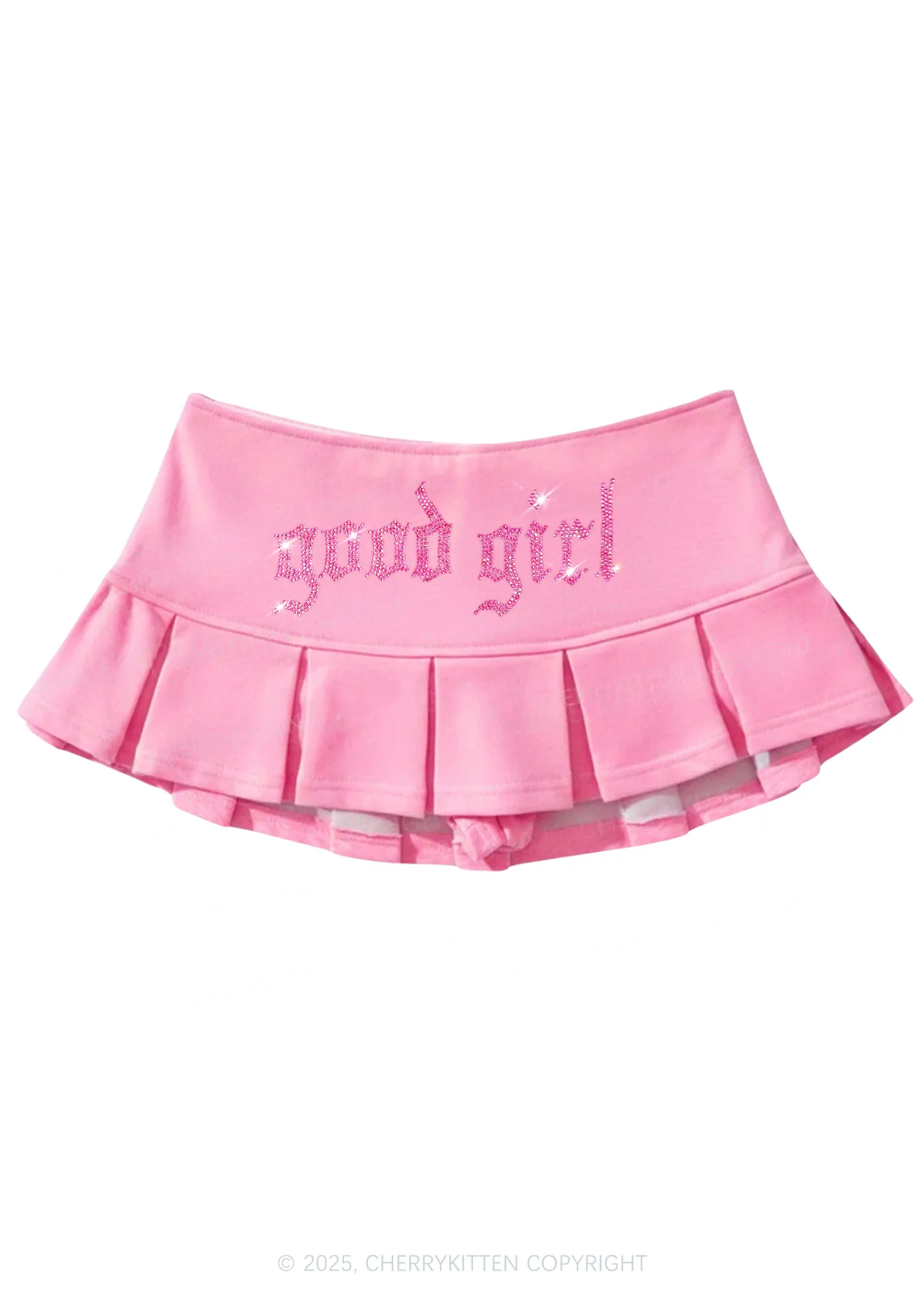Rhinestone Good Girl Y2K Mini Pleated Skirts Cherrykitten - Image 6