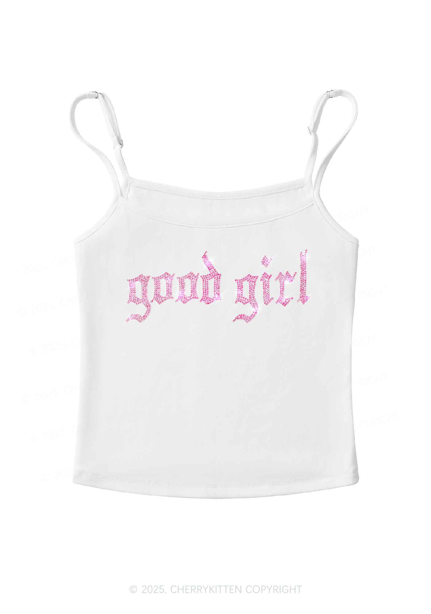 Rhinestone Good Girl Y2K Spaghetti Strap Cami Cherrykitten - Image 3