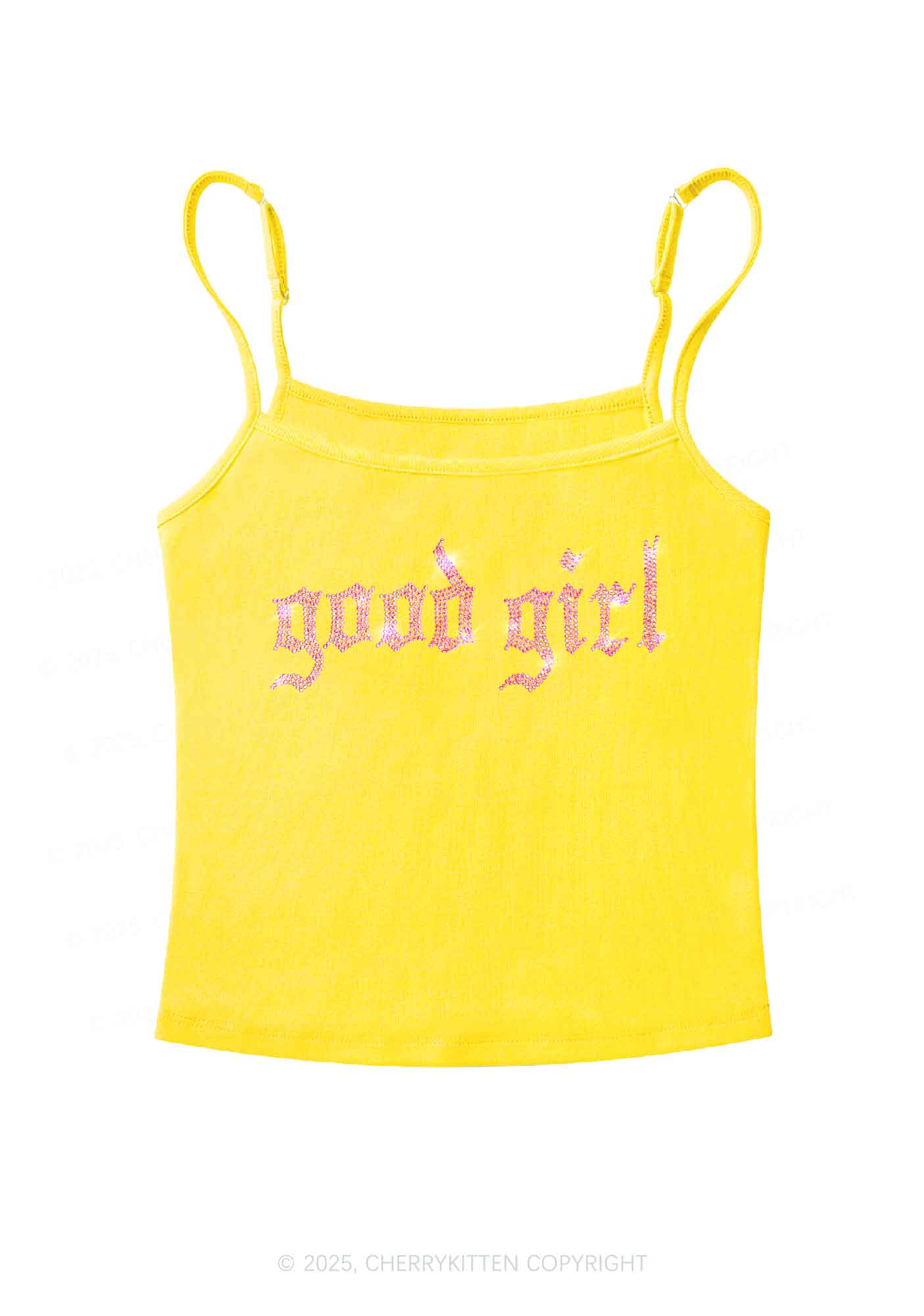 Rhinestone Good Girl Y2K Spaghetti Strap Cami Cherrykitten - Image 4