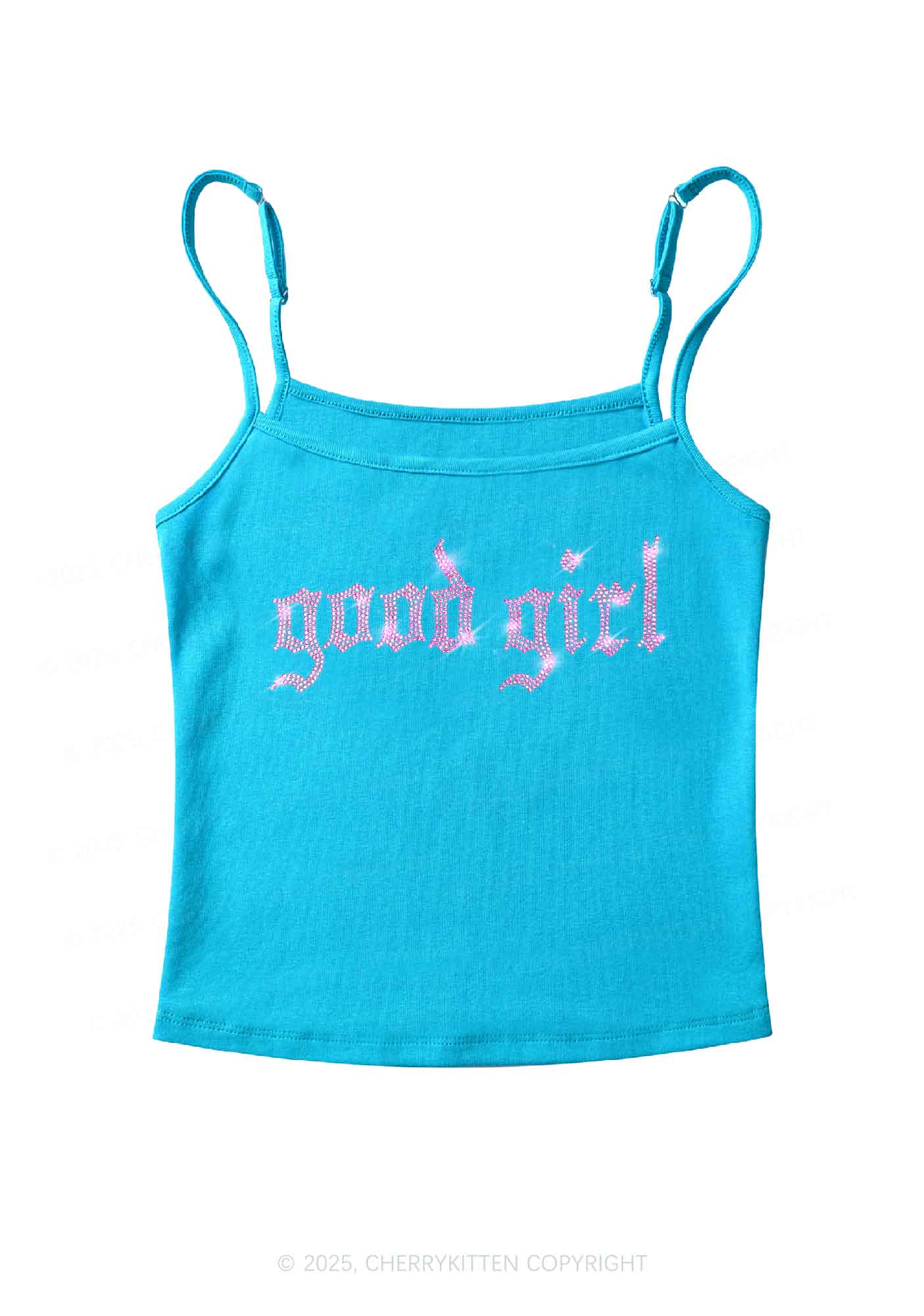 Rhinestone Good Girl Y2K Spaghetti Strap Cami Cherrykitten - Image 5