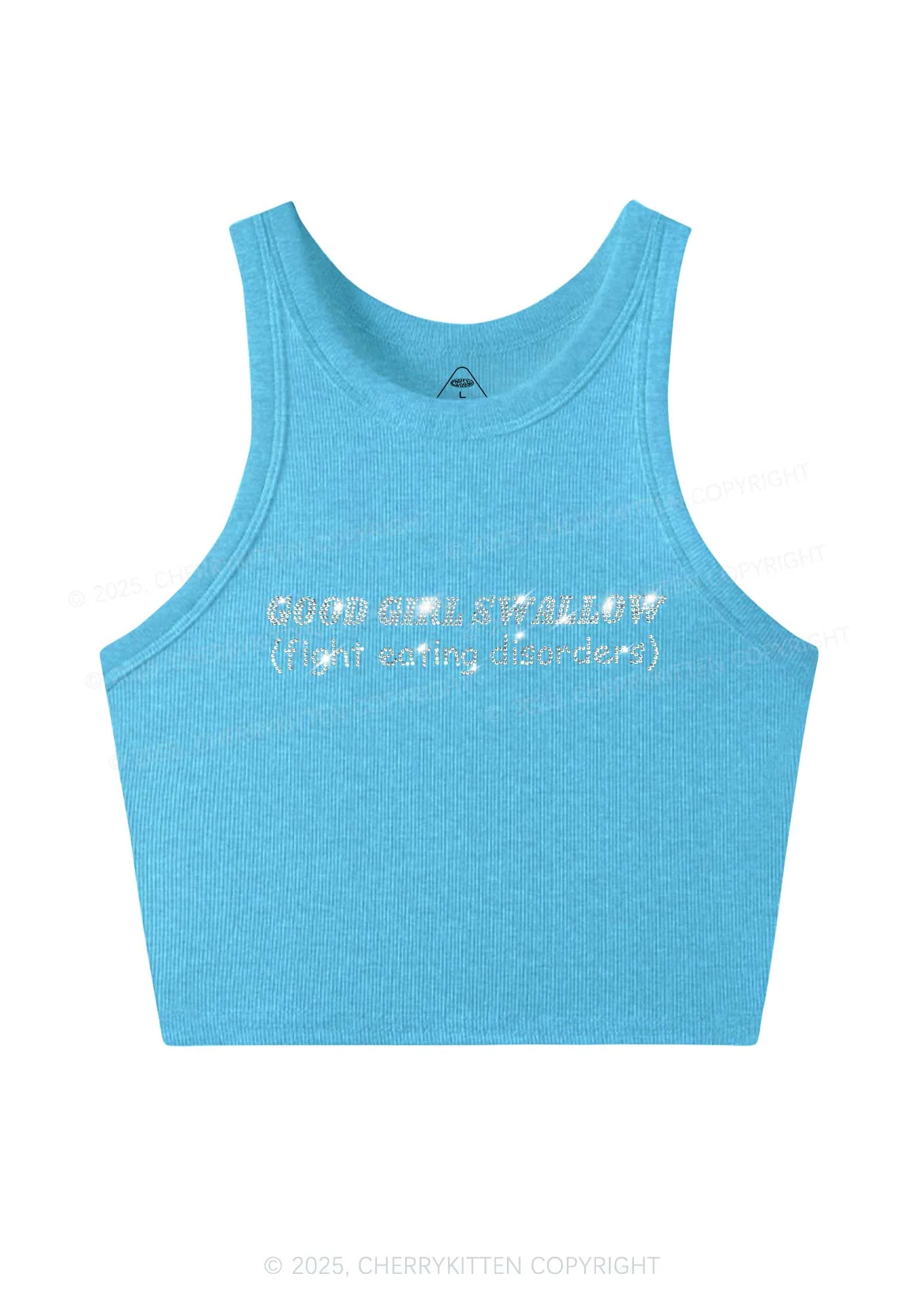 Rhinestone Good Girls Swallow Y2K Crop Tank Top Cherrykitten - Image 3