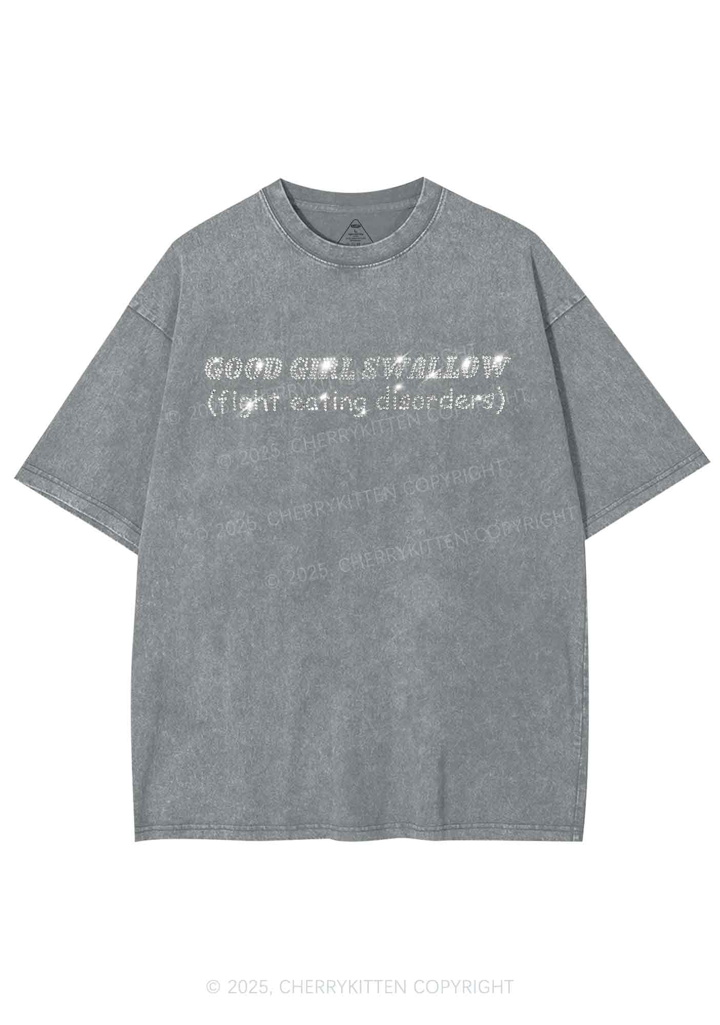 Rhinestone Good Girls Swallow Y2K Shirts Washed Tee Cherrykitten - Image 6