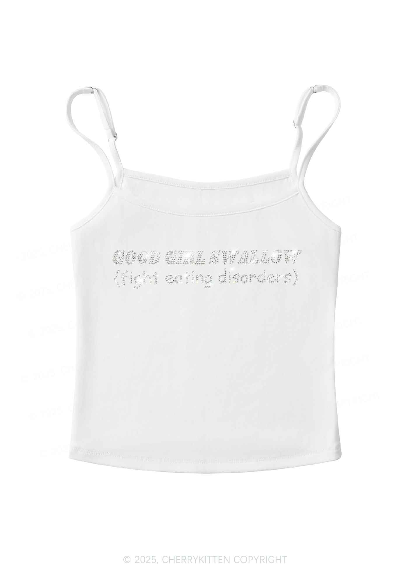 Rhinestone Good Girls Swallow Y2K Spaghetti Strap Cami Cherrykitten - Image 7