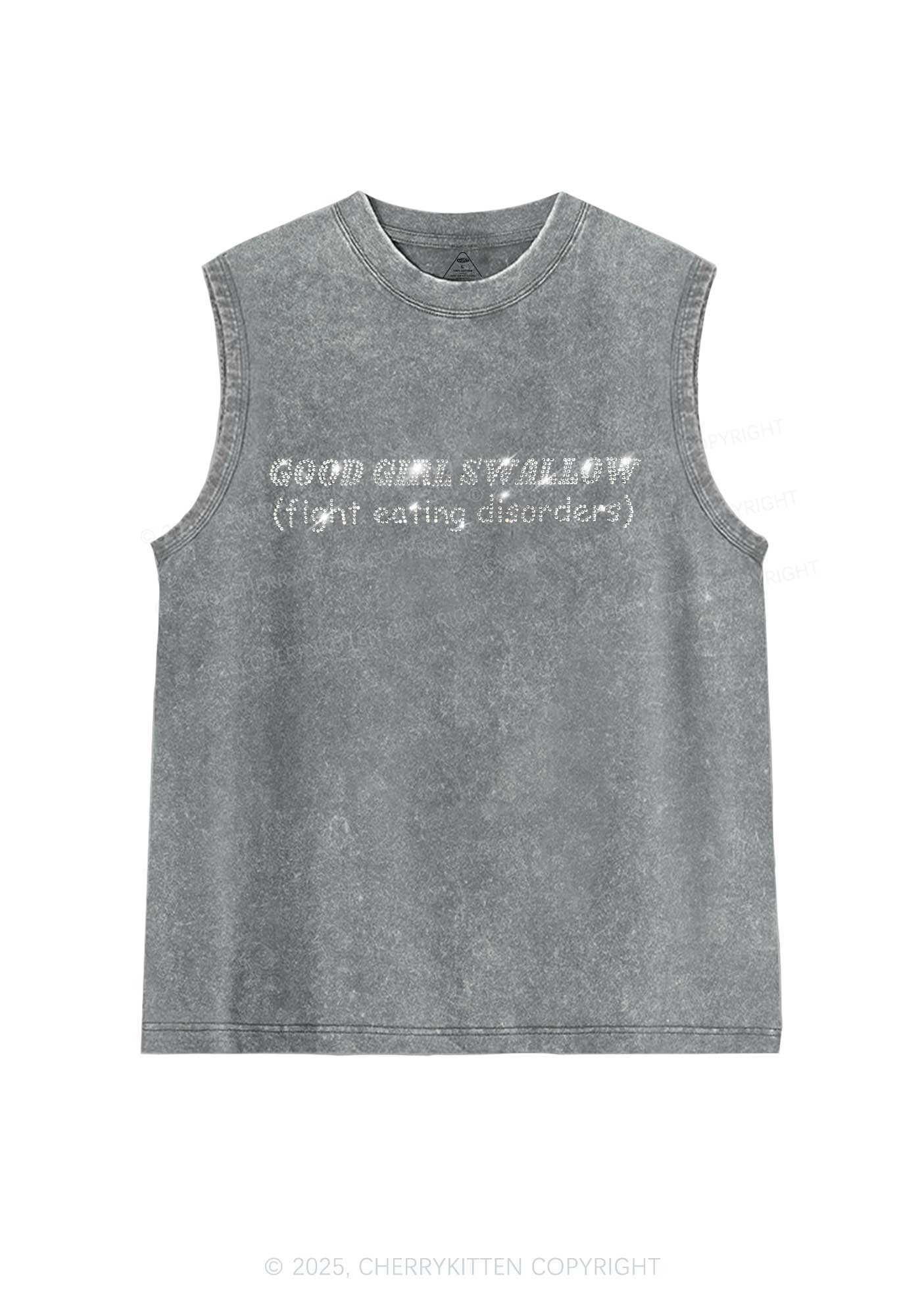 Rhinestone Good Girls Swallow Y2K Washed Muscle Tank Cherrykitten - Image 4