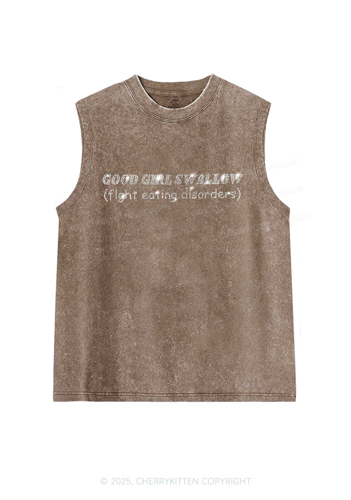 Rhinestone Good Girls Swallow Y2K Washed Muscle Tank Cherrykitten - Image 5