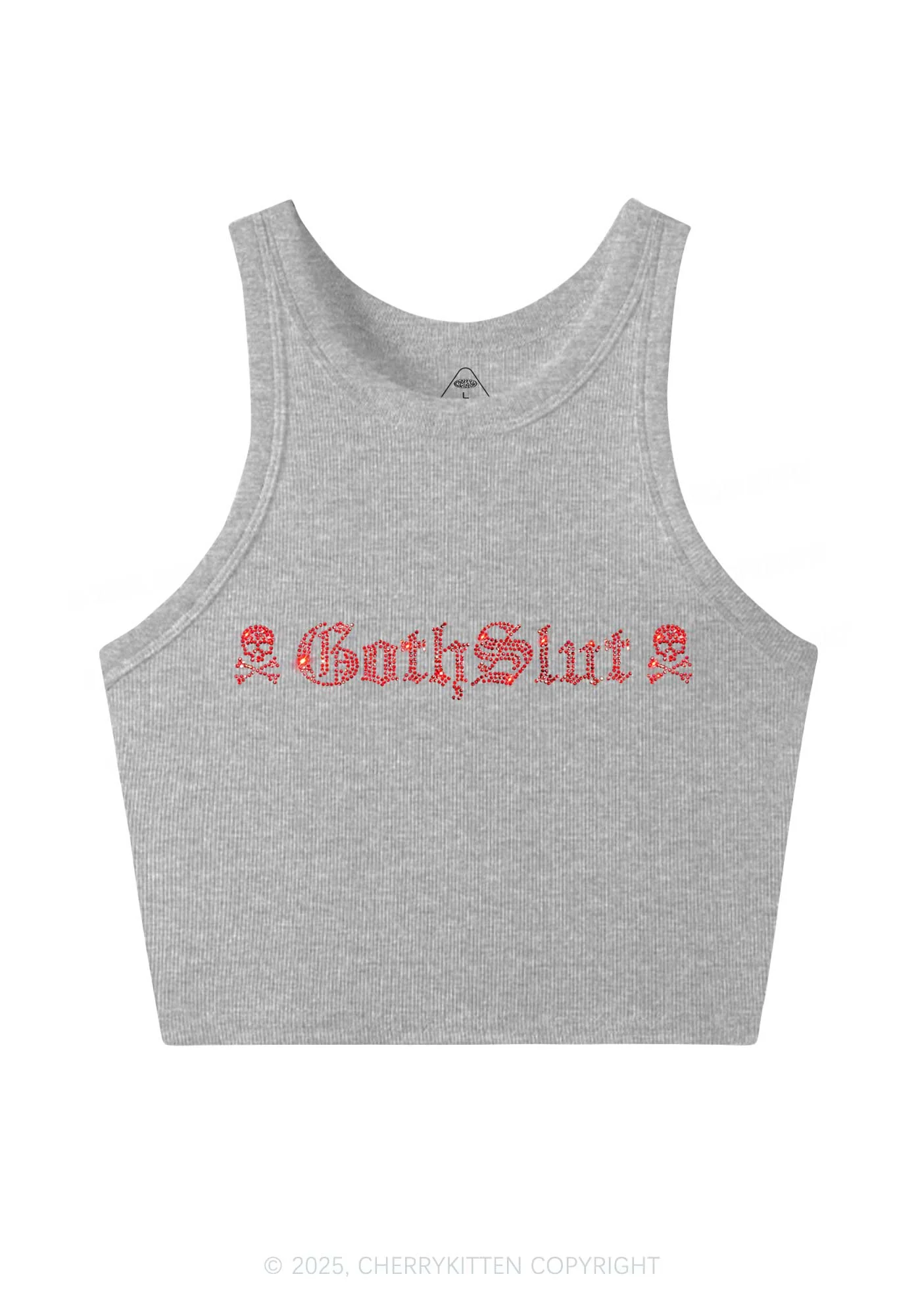 Rhinestone Gothslxt Y2K Crop Tank Top Cherrykitten - Image 5