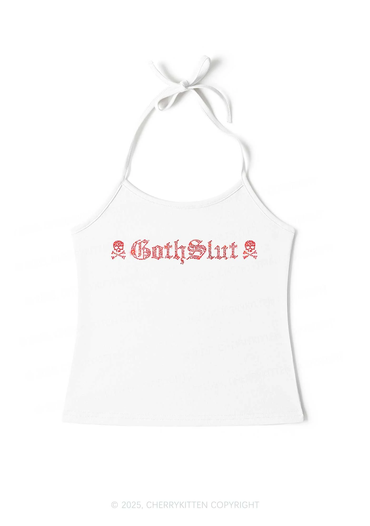 Rhinestone Gothslxt Y2K Halter Neck Cami Cherrykitten - Image 2