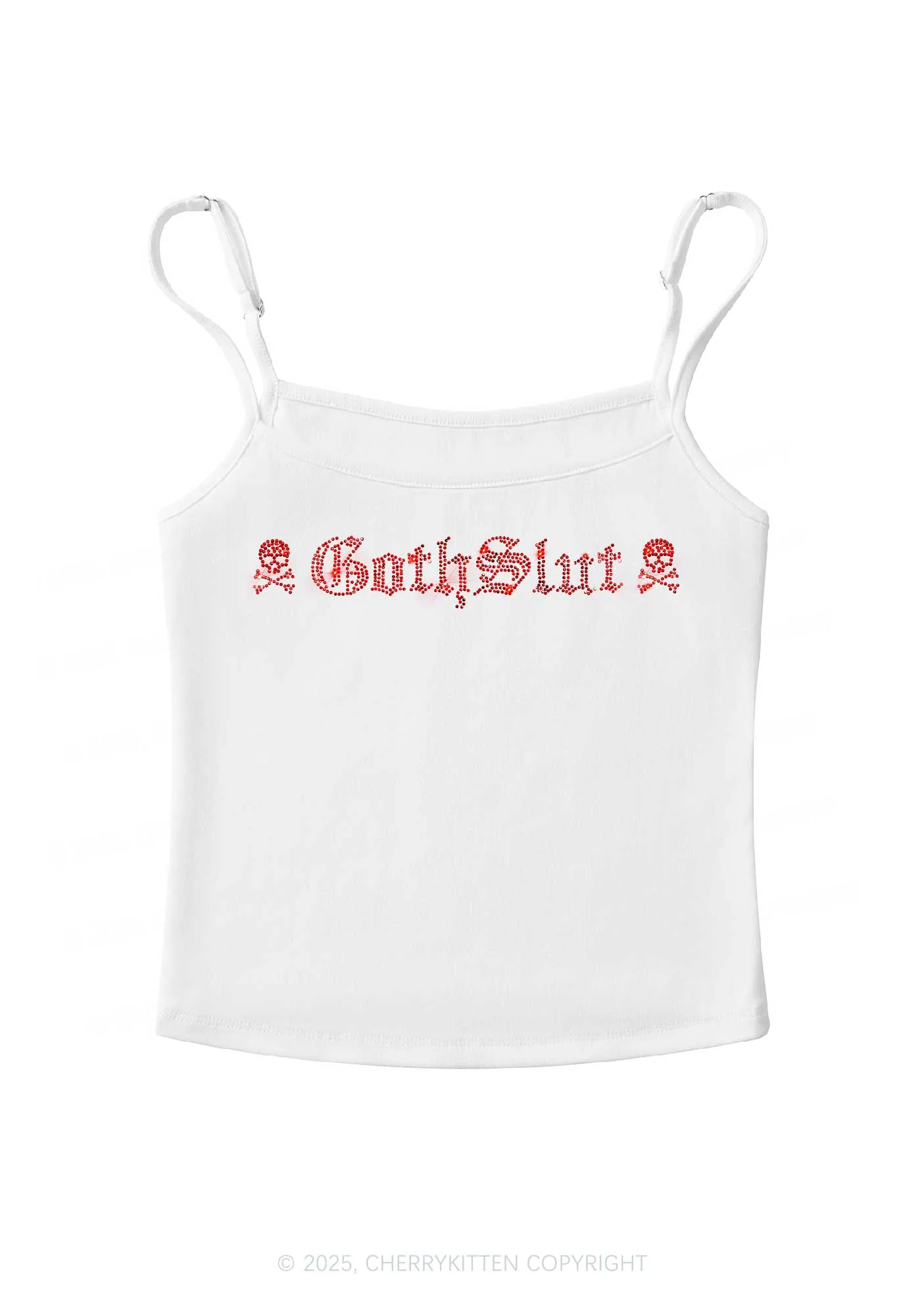 Rhinestone Gothslxt Y2K Spaghetti Strap Cami Cherrykitten - Image 3